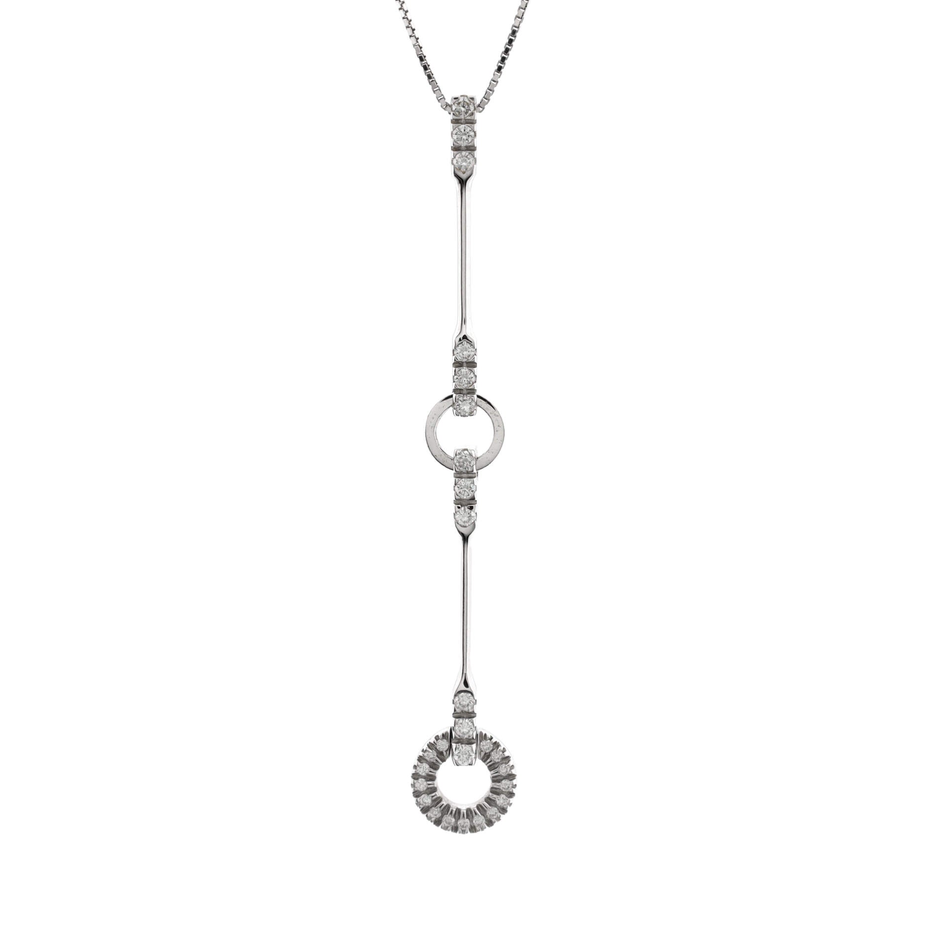 Circle Drop Pendant Necklace 18K White Gold with Diamond