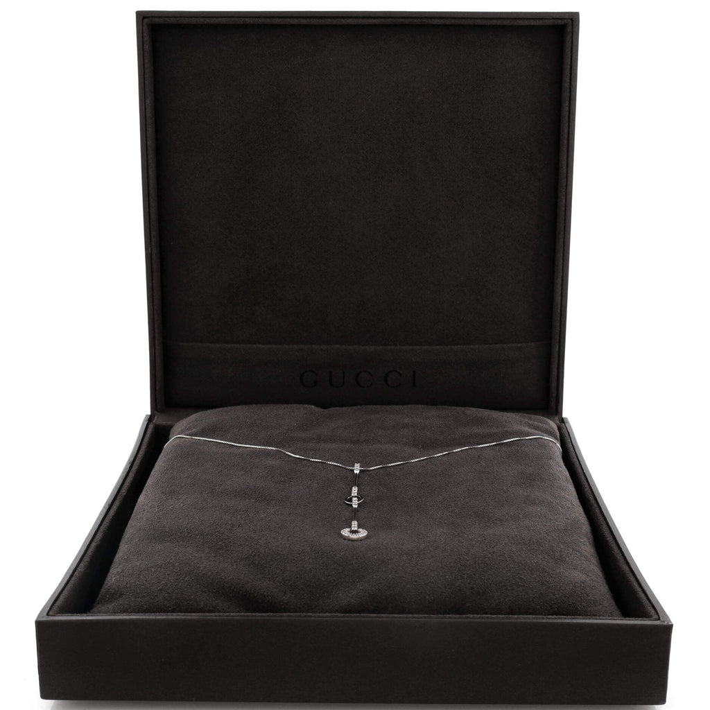 Circle Drop Pendant Necklace 18K White Gold with Diamond
