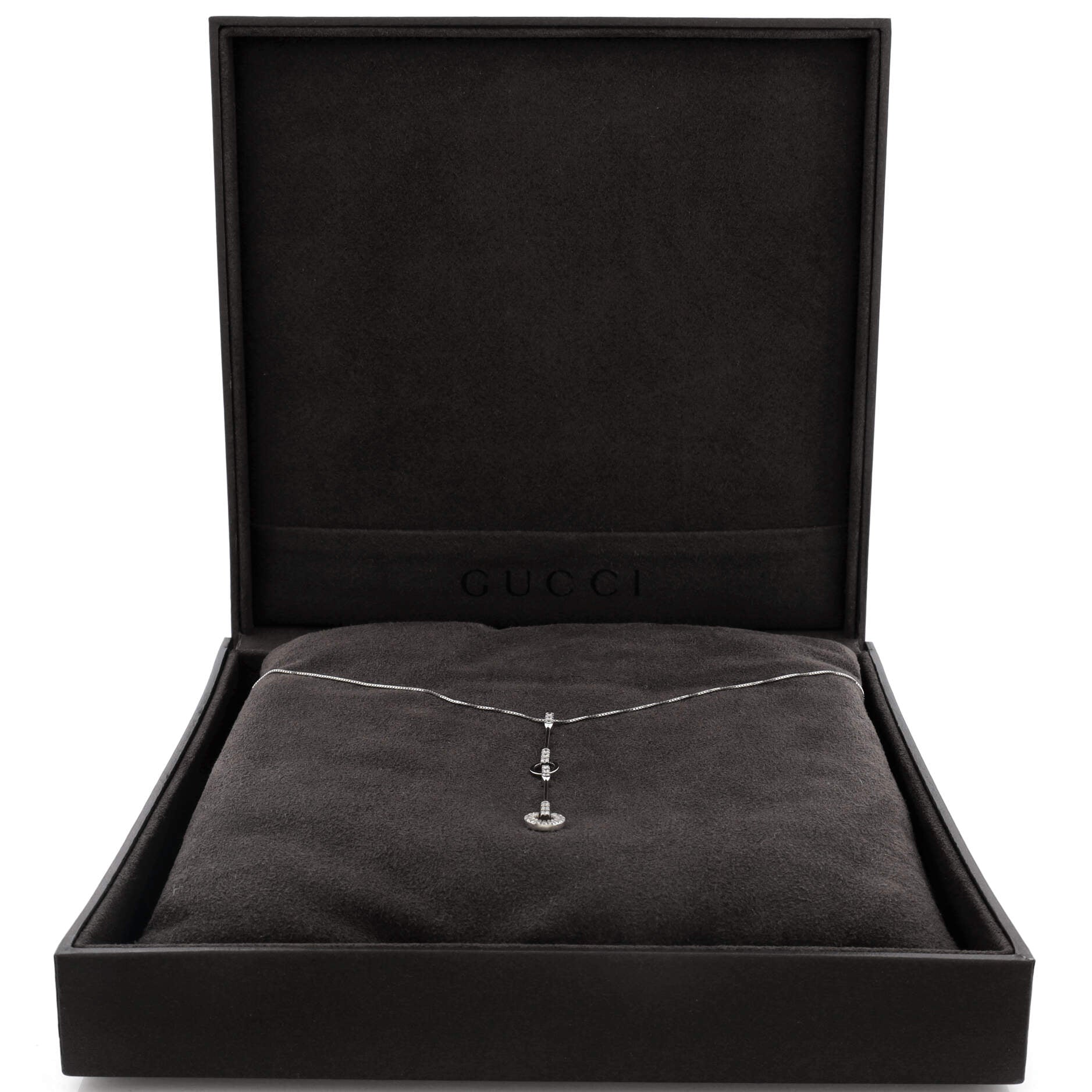 Circle Drop Pendant Necklace 18K White Gold with Diamond