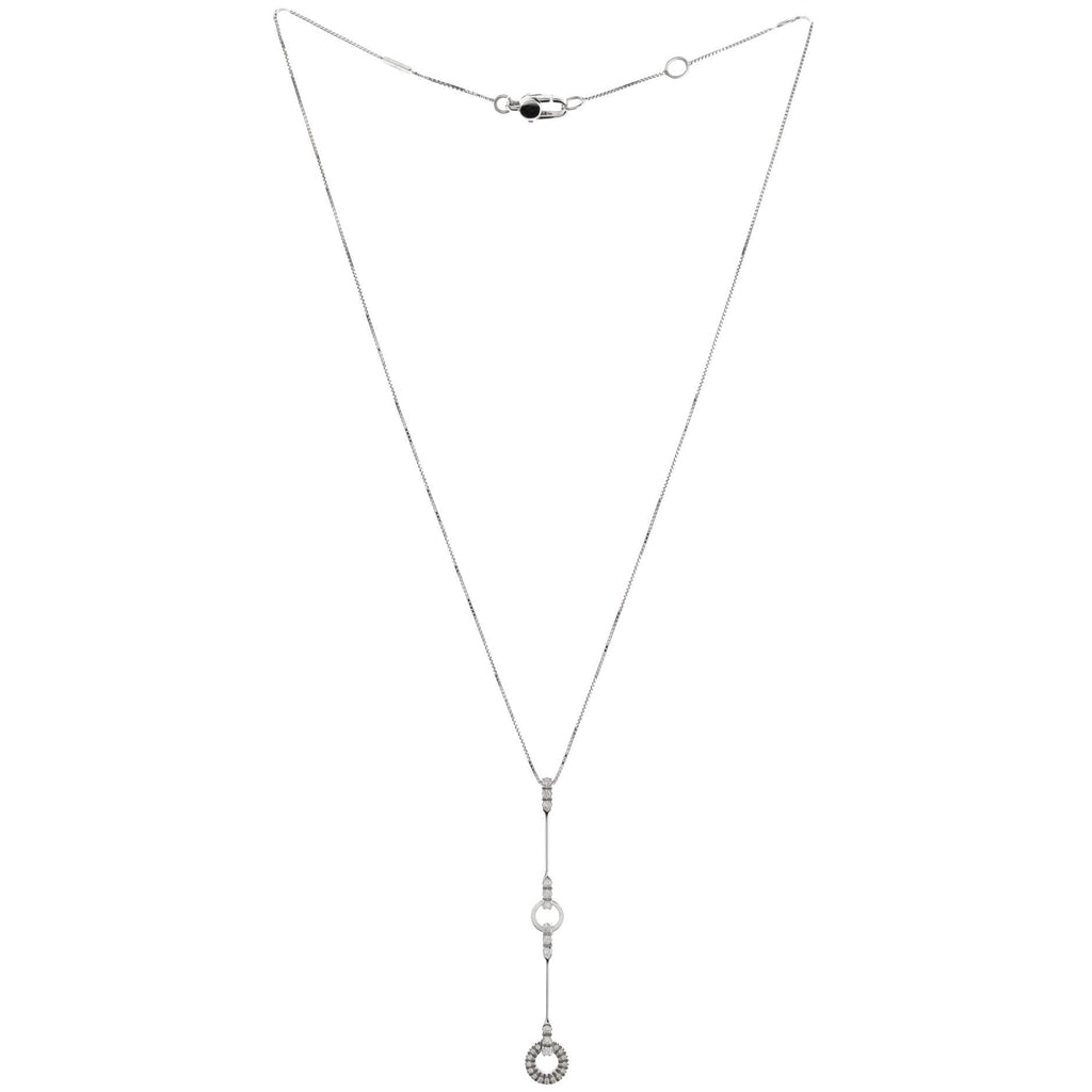 Circle Drop Pendant Necklace 18K White Gold with Diamond