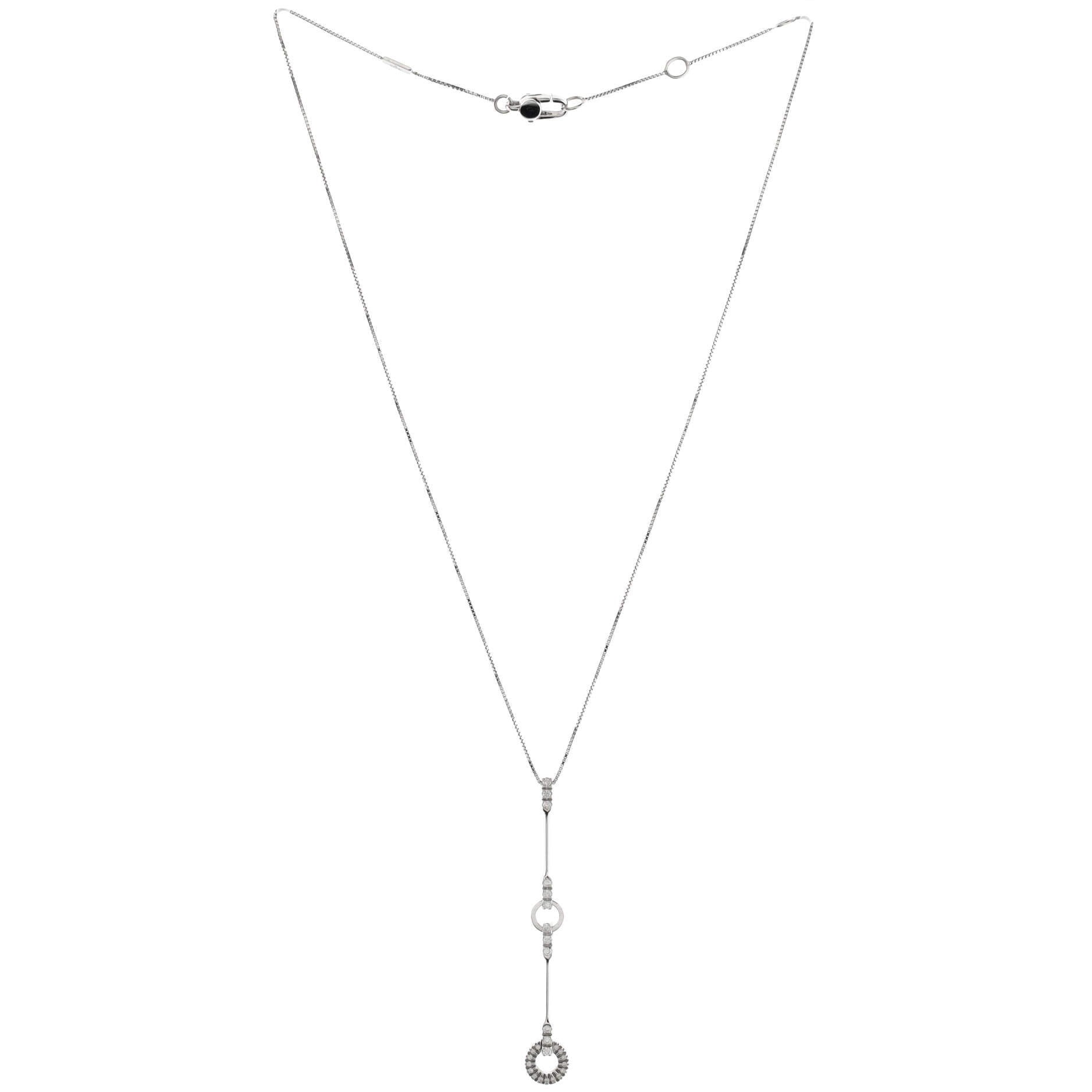 Circle Drop Pendant Necklace 18K White Gold with Diamond