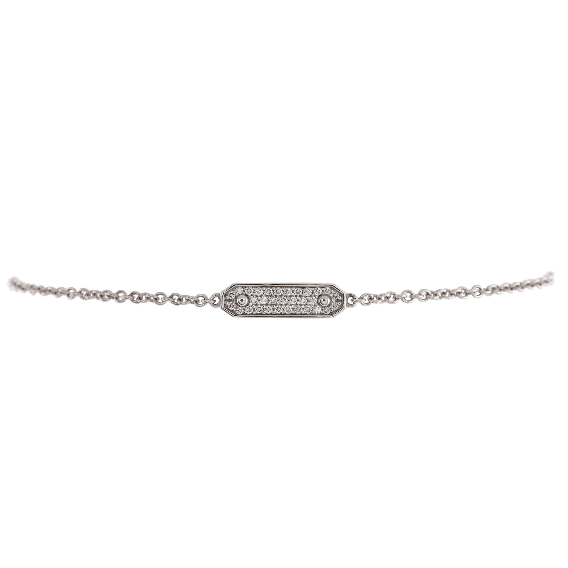 Tag Chain Bracelet 18K White Gold and Diamonds