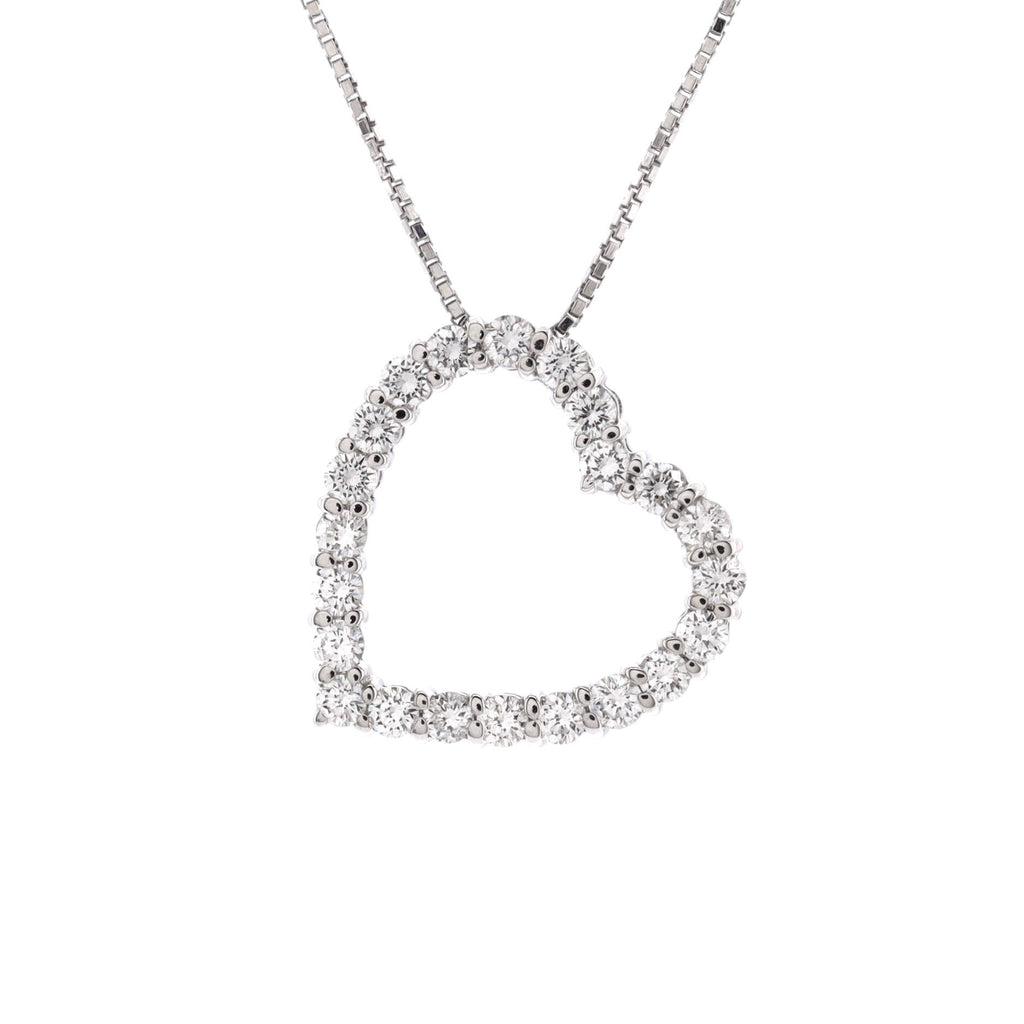 Heart Pendant Necklace 18K White Gold with Diamonds