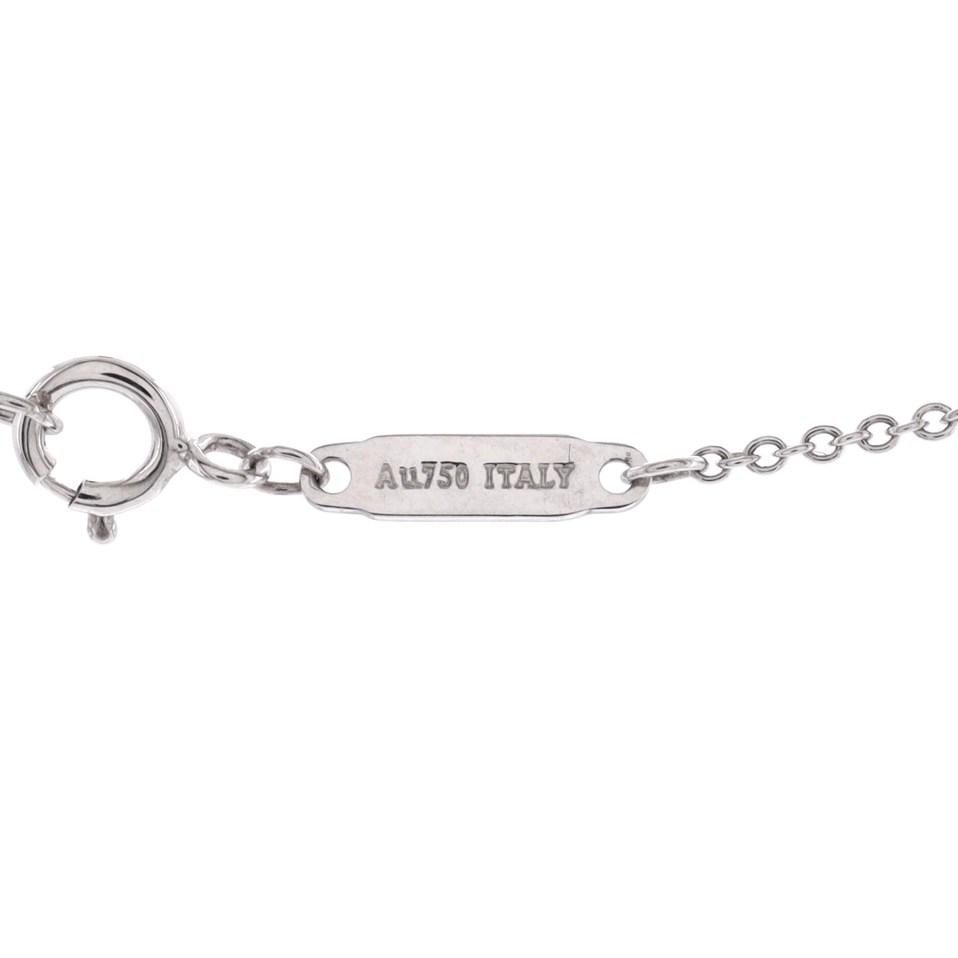 T Smile Pendant Necklace 18K White Gold with Blue Topaz Mini