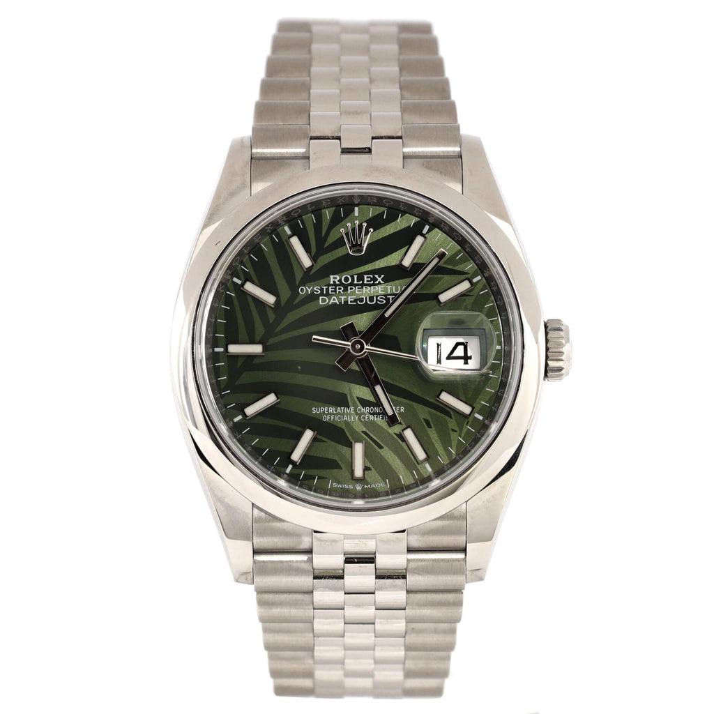 Oyster Perpetual Datejust Palm Motif Automatic Watch Stainless Steel and White Gold 36