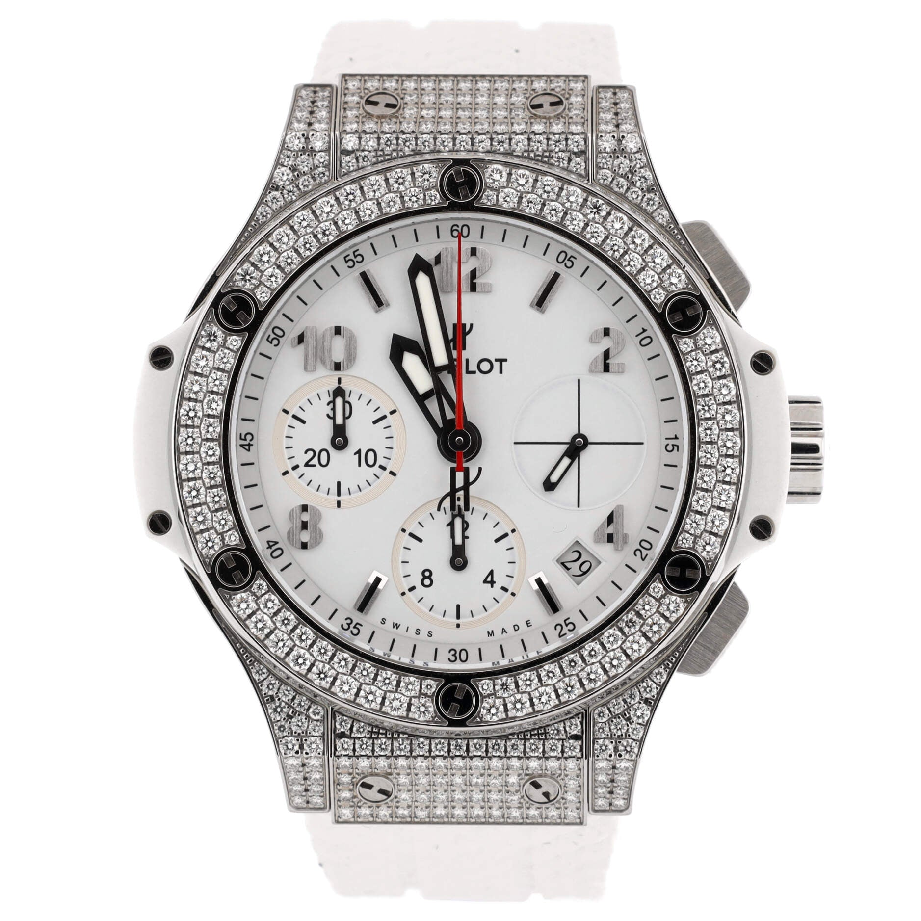 Big Bang Chronograph Automatic Watch Stainless Steel and Rubber with Diamond Bezel and Lugs 41