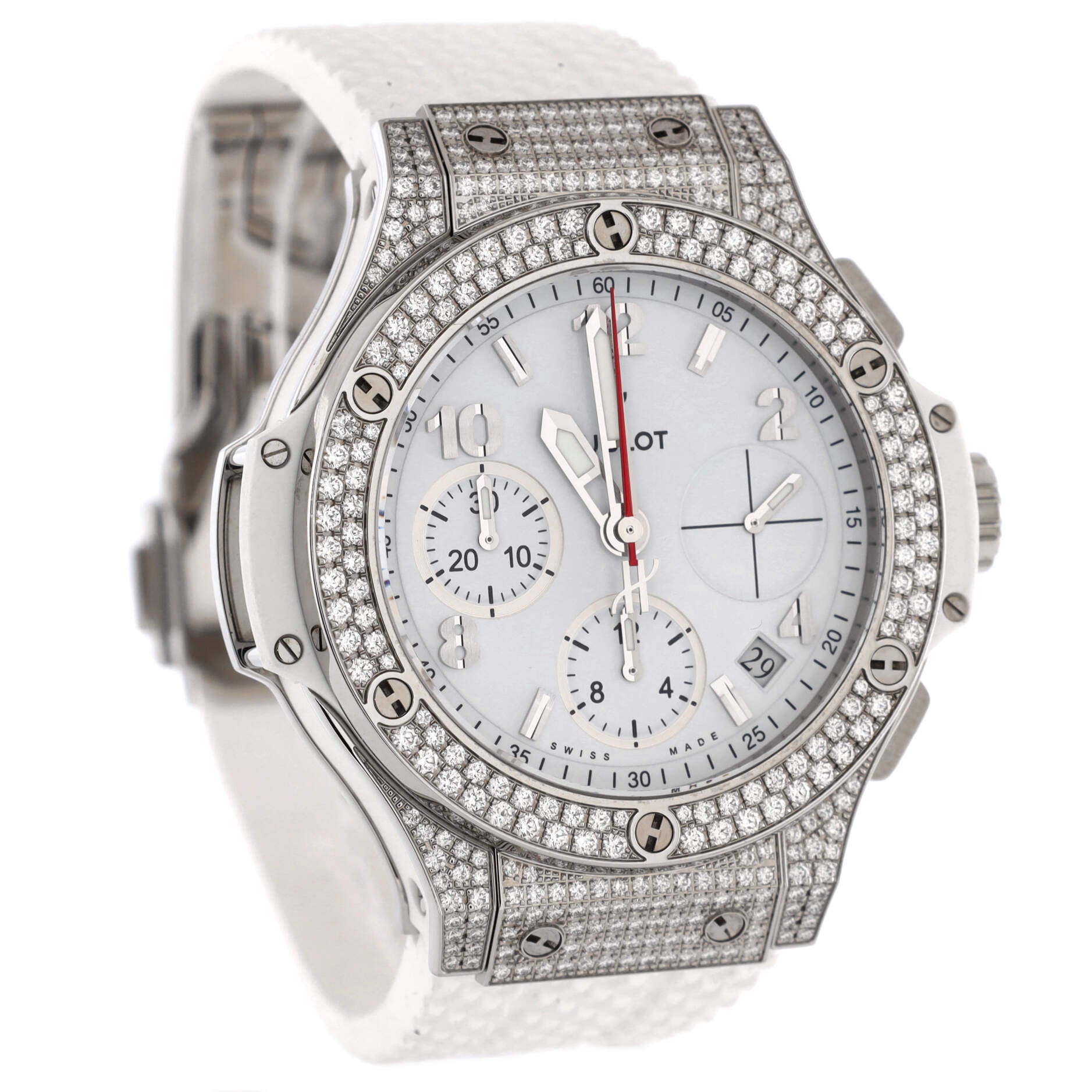 Big Bang Chronograph Automatic Watch Stainless Steel and Rubber with Diamond Bezel and Lugs 41