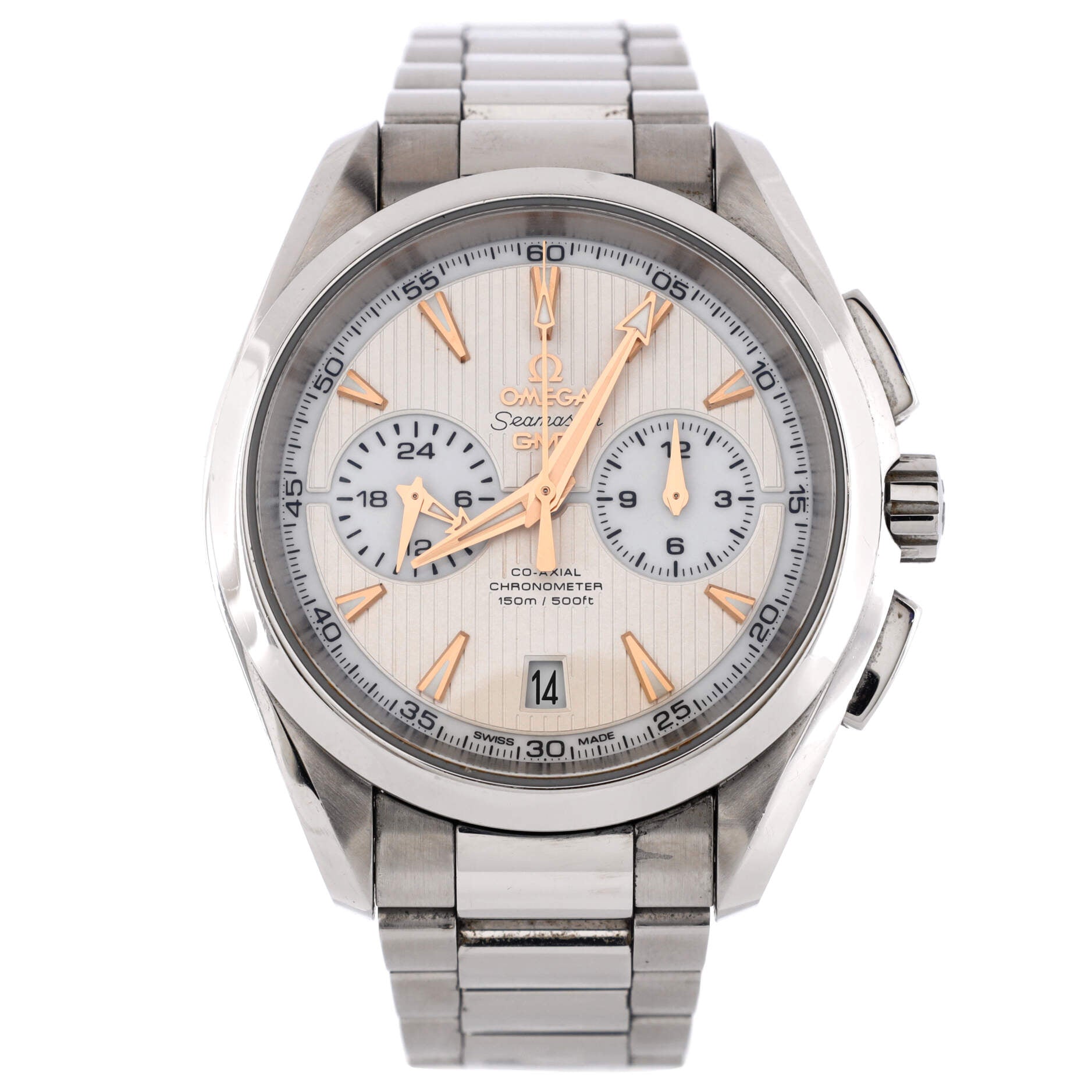 Seamaster Aqua Terra 150M Co-Axial Chronometer GMT Chronograph Automatic Watch Stainless Steel 43