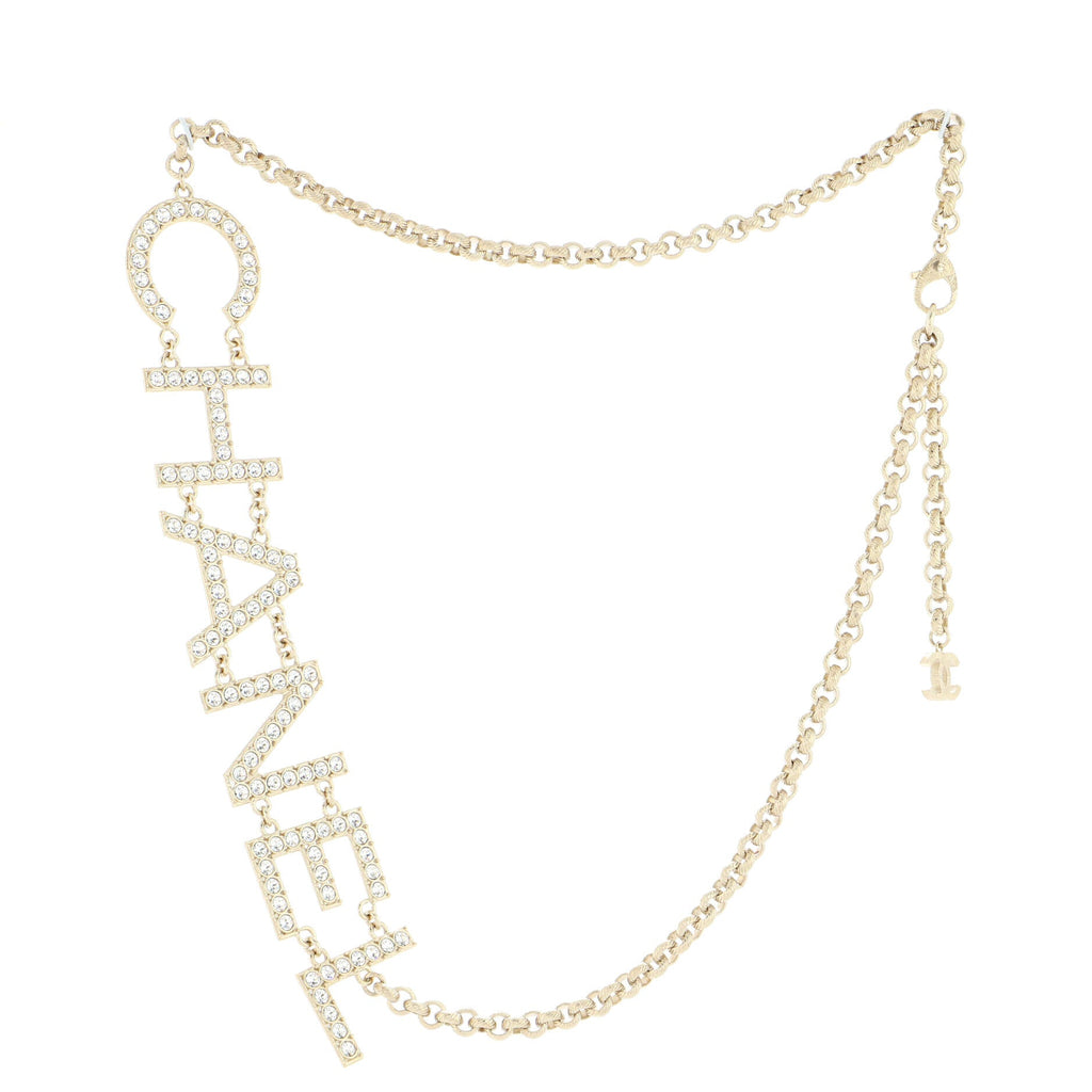 Logo Chain Belt Metal  with Crystals 80