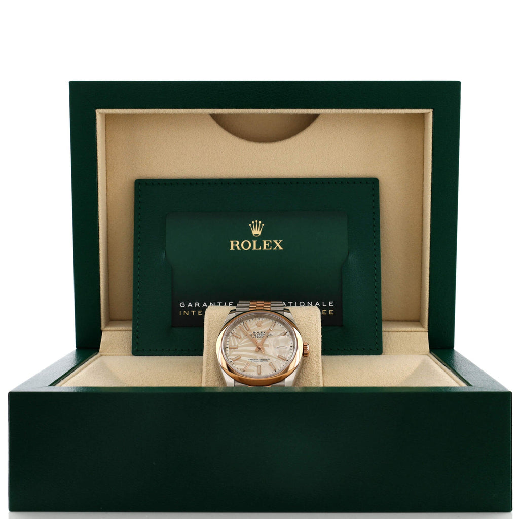 Oyster Perpetual Datejust Palm Motif Automatic Watch Stainless Steel and Rose Gold 36