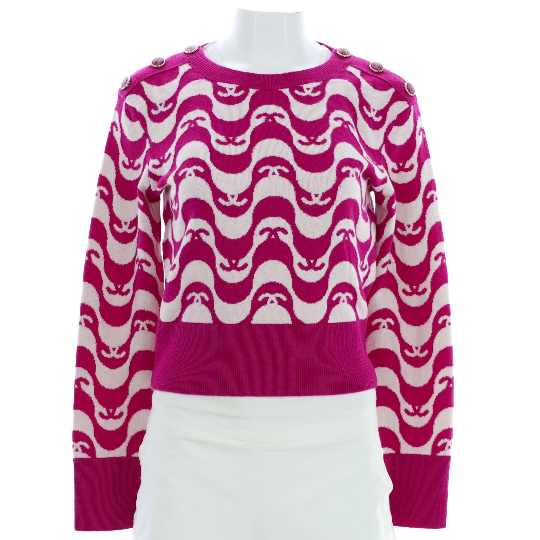 Women's CC Logo Button Crewneck Sweater Cashmere
