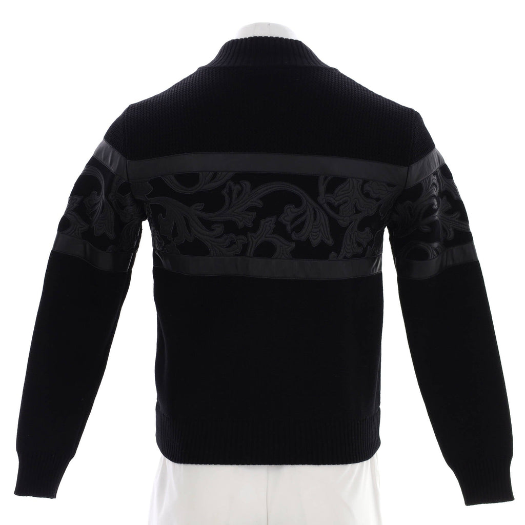Men's Zip Up Baroque Sweater Wool and Leather