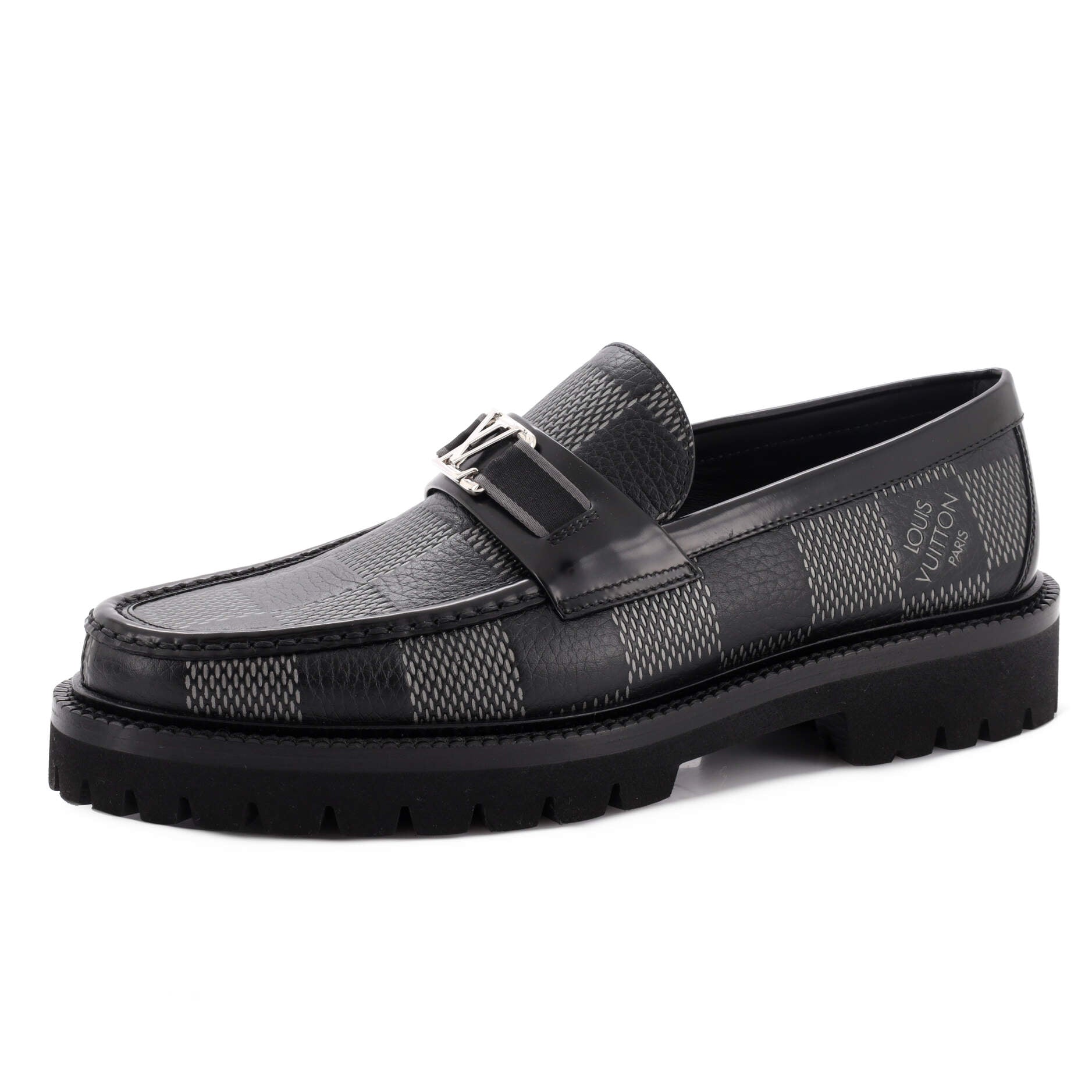 Men's Major Loafers Giant Damier Graphite with Leather