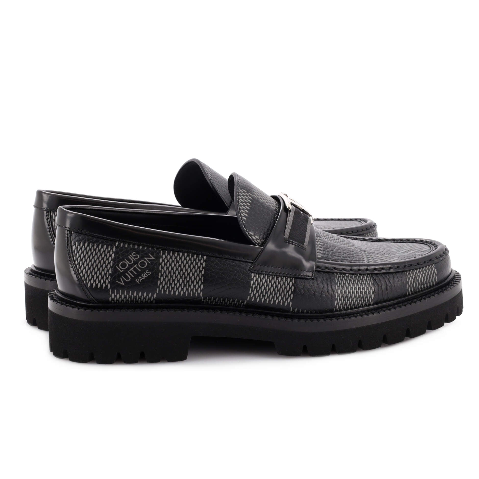 Men's Major Loafers Giant Damier Graphite with Leather