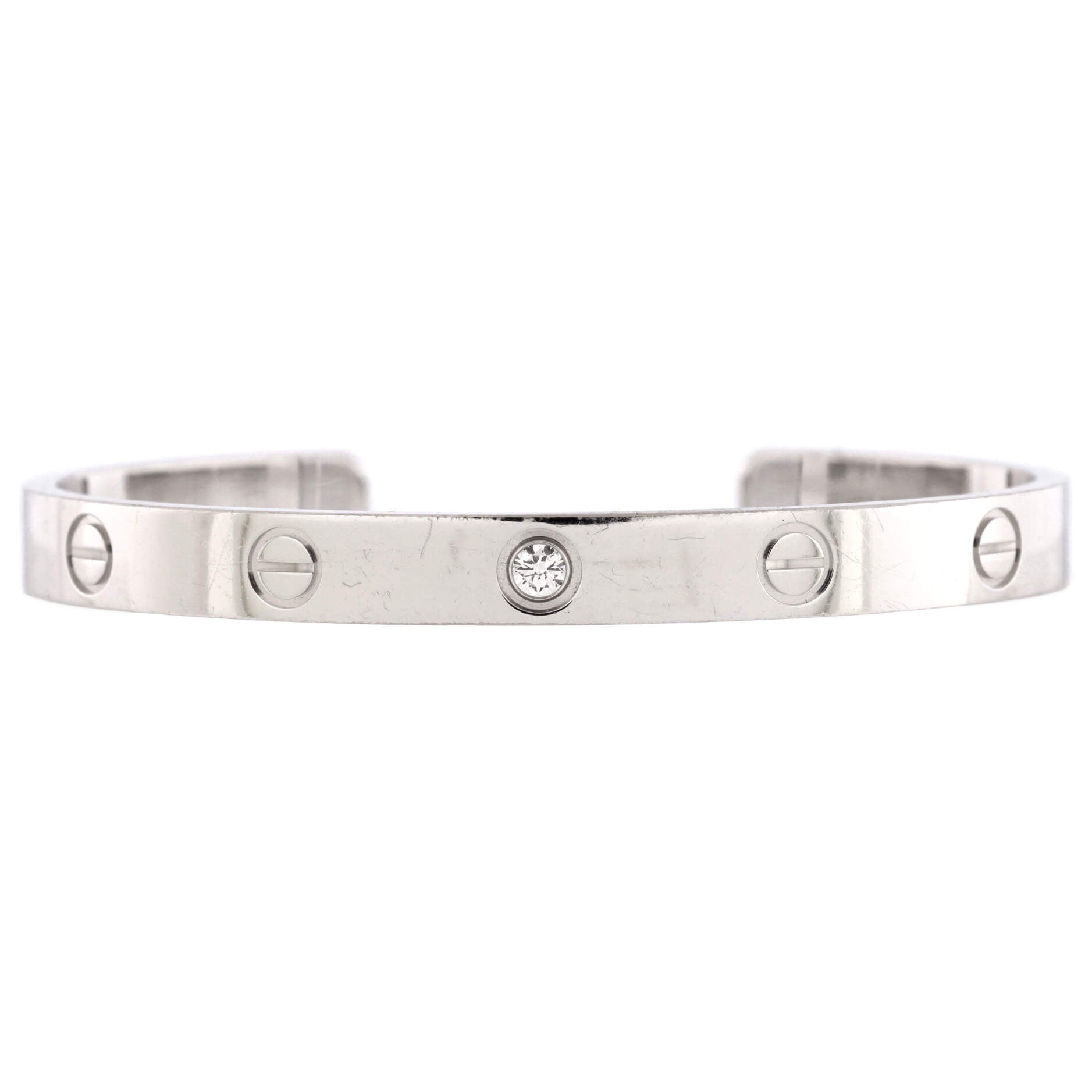 Love 1 Diamond Cuff Bracelet 18K White Gold with Diamond