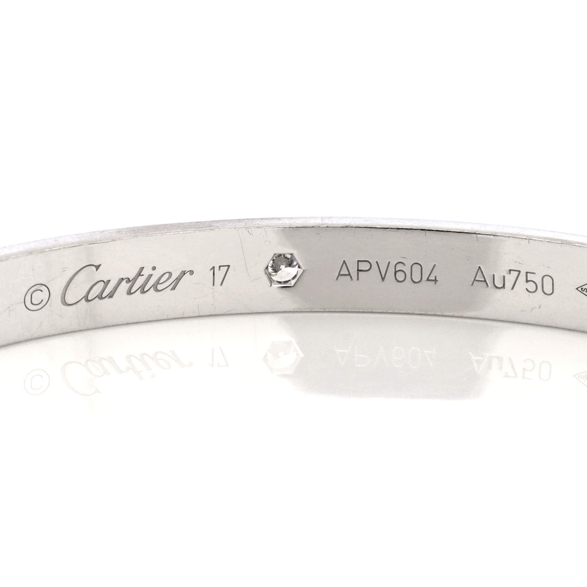 Love 1 Diamond Cuff Bracelet 18K White Gold with Diamond