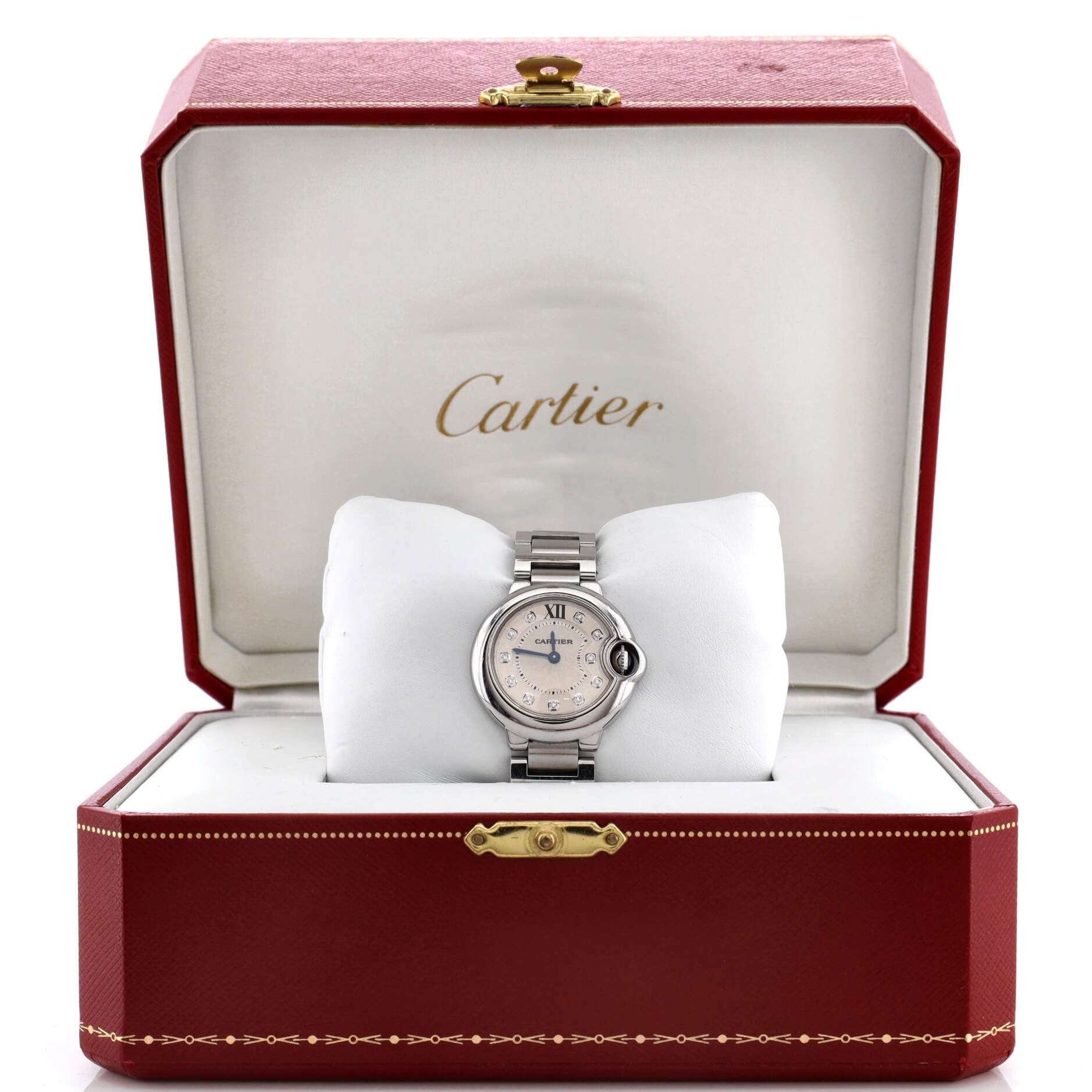 Ballon Bleu de Cartier Quartz Watch Stainless Steel with Diamond Markers 28