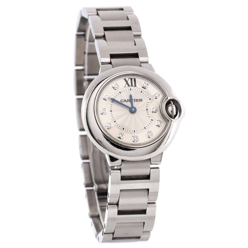 Ballon Bleu de Cartier Quartz Watch Stainless Steel with Diamond Markers 28