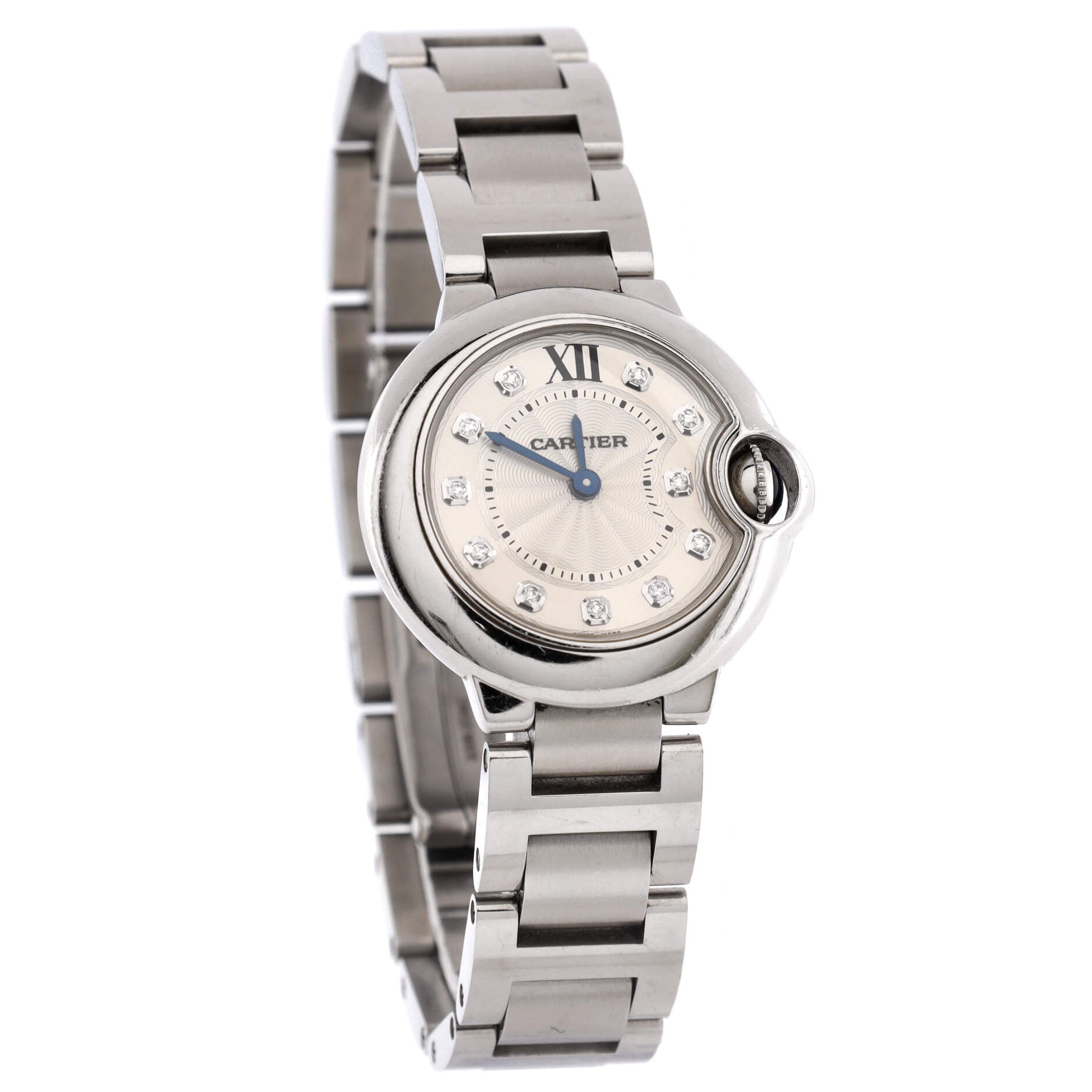 Ballon Bleu de Cartier Quartz Watch Stainless Steel with Diamond Markers 28