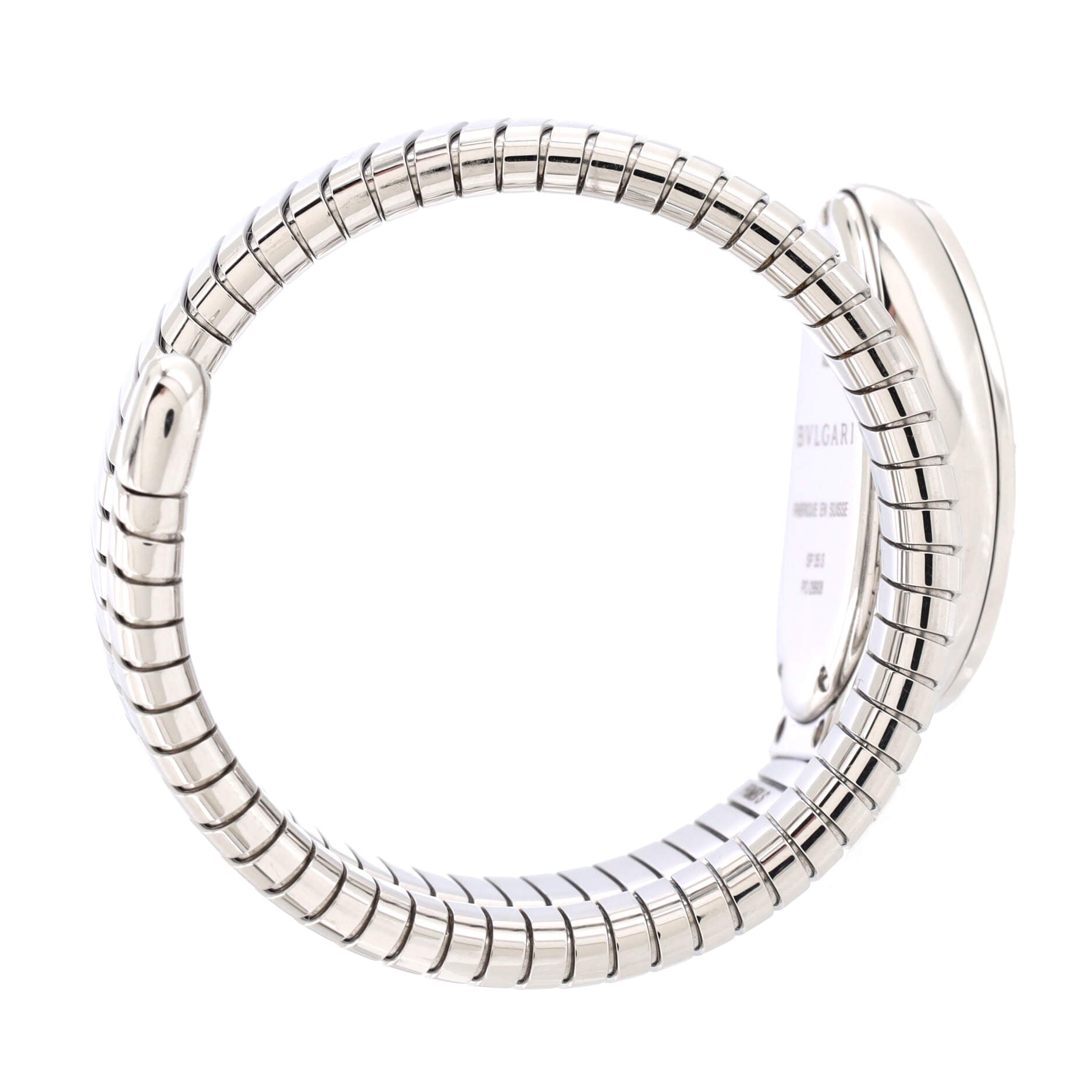 Serpenti Tubogas Single Spiral Quartz Watch Stainless Steel with Diamond Bezel 23