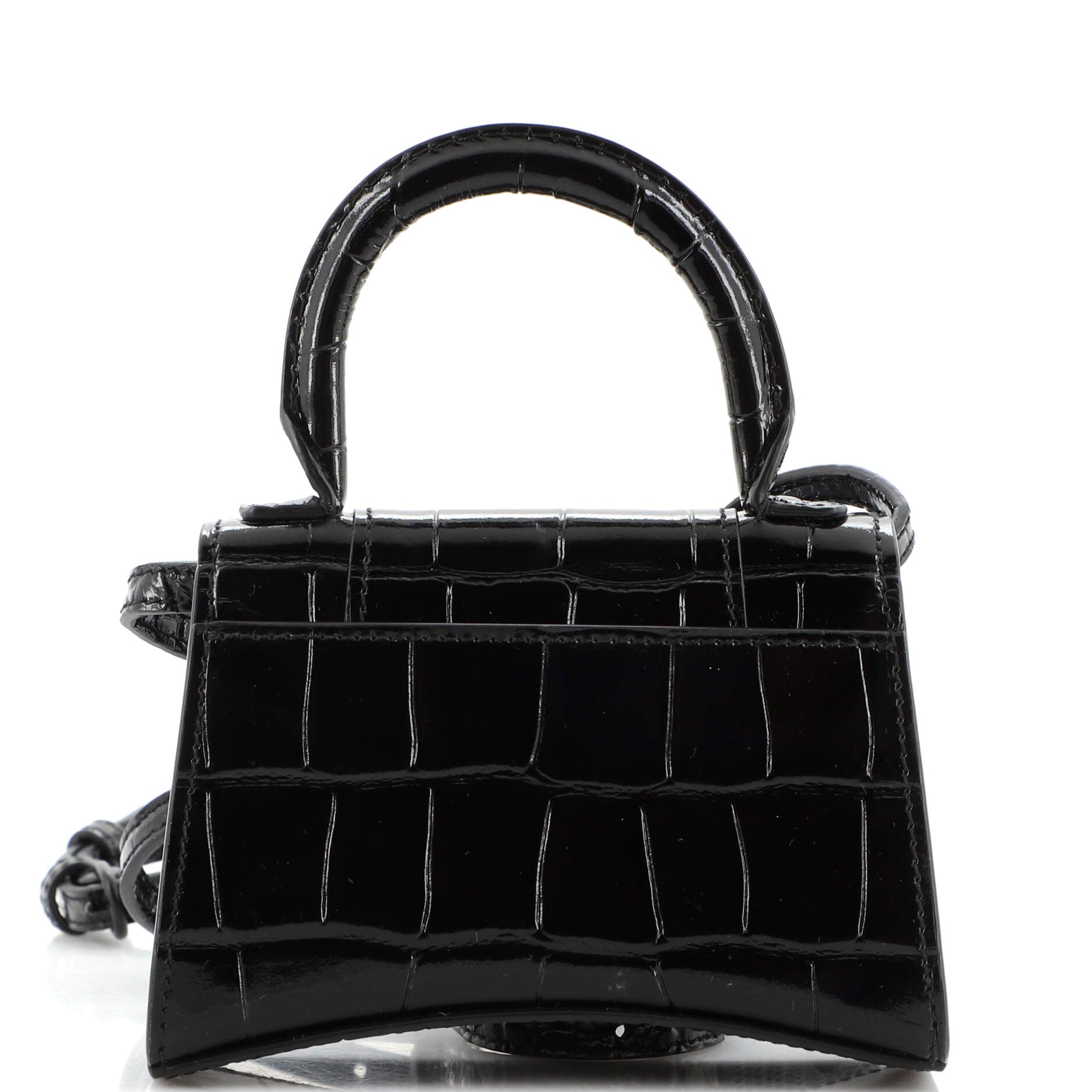 Hourglass Top Handle Bag Crocodile Embossed Leather Mini