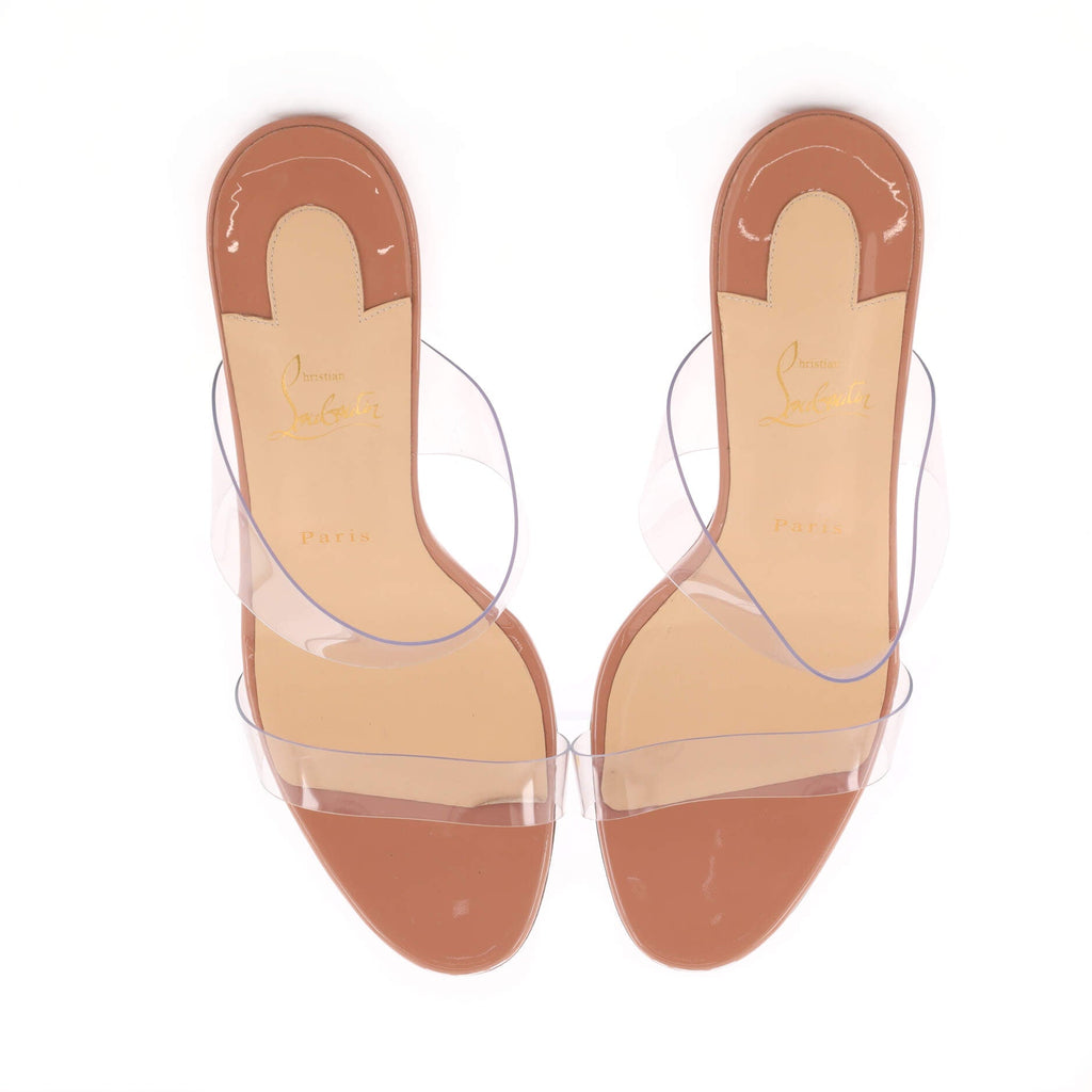 Just Nothing Mule Heeled Sandals PVC and Patent 85