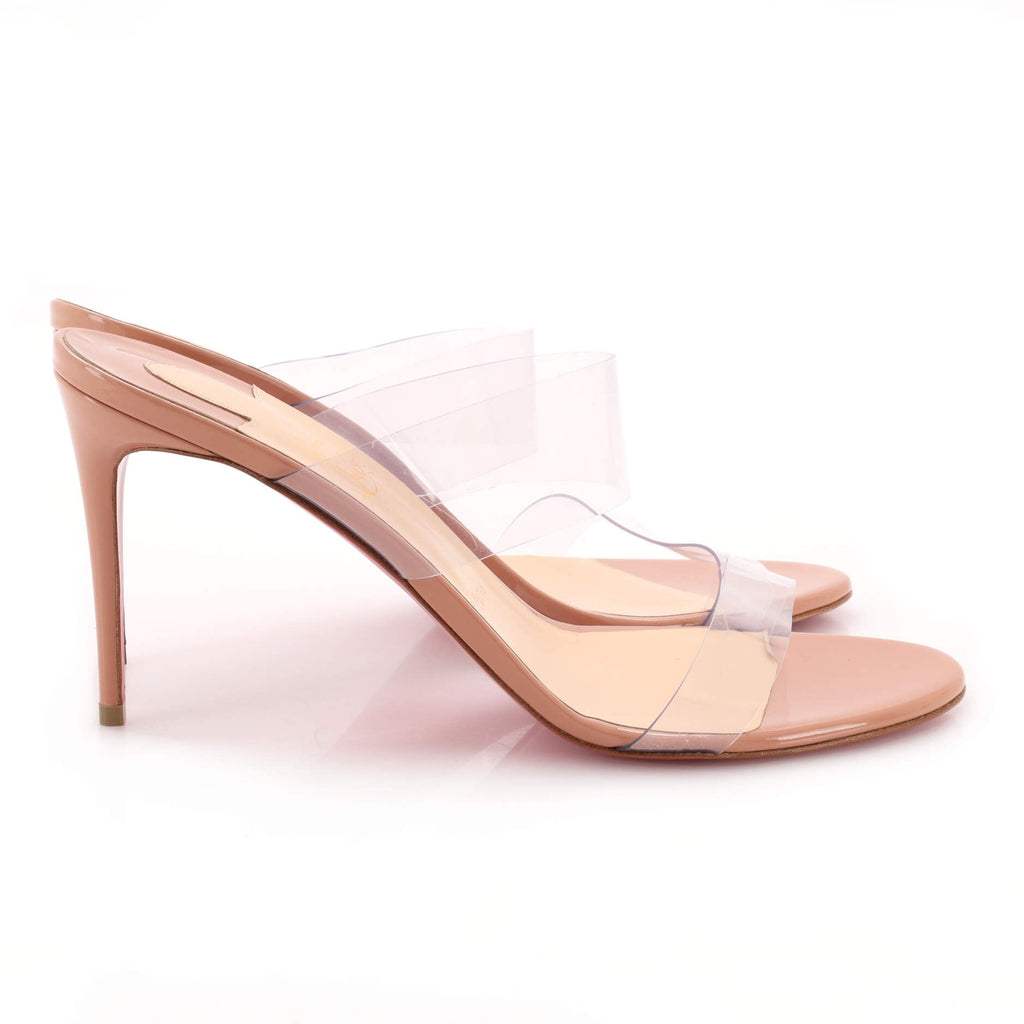 Just Nothing Mule Heeled Sandals PVC and Patent 85