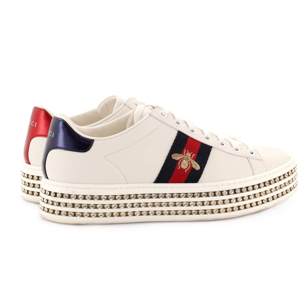 Women's Ace Web Platform Sneakers Leather with Crystals