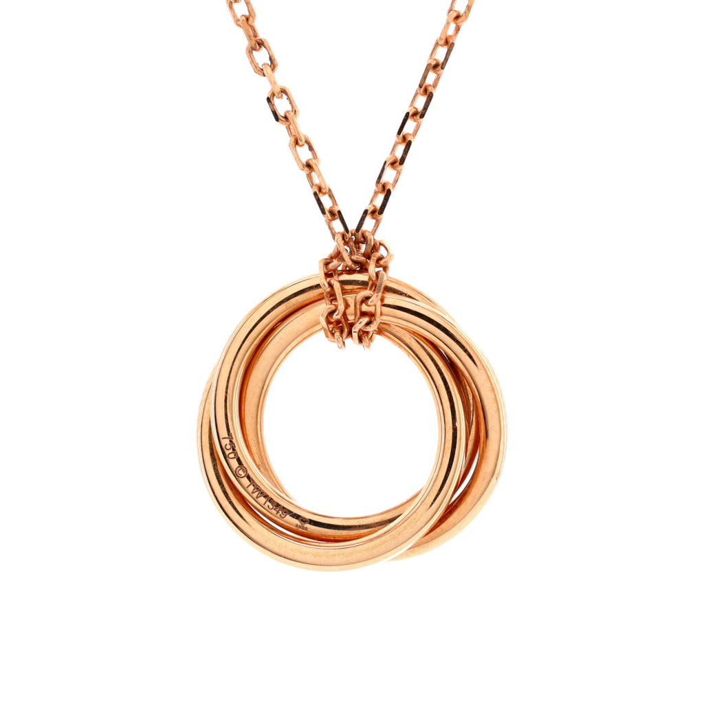 Trinity Pendant Necklace 18K Rose Gold with Pave Pink Sapphires