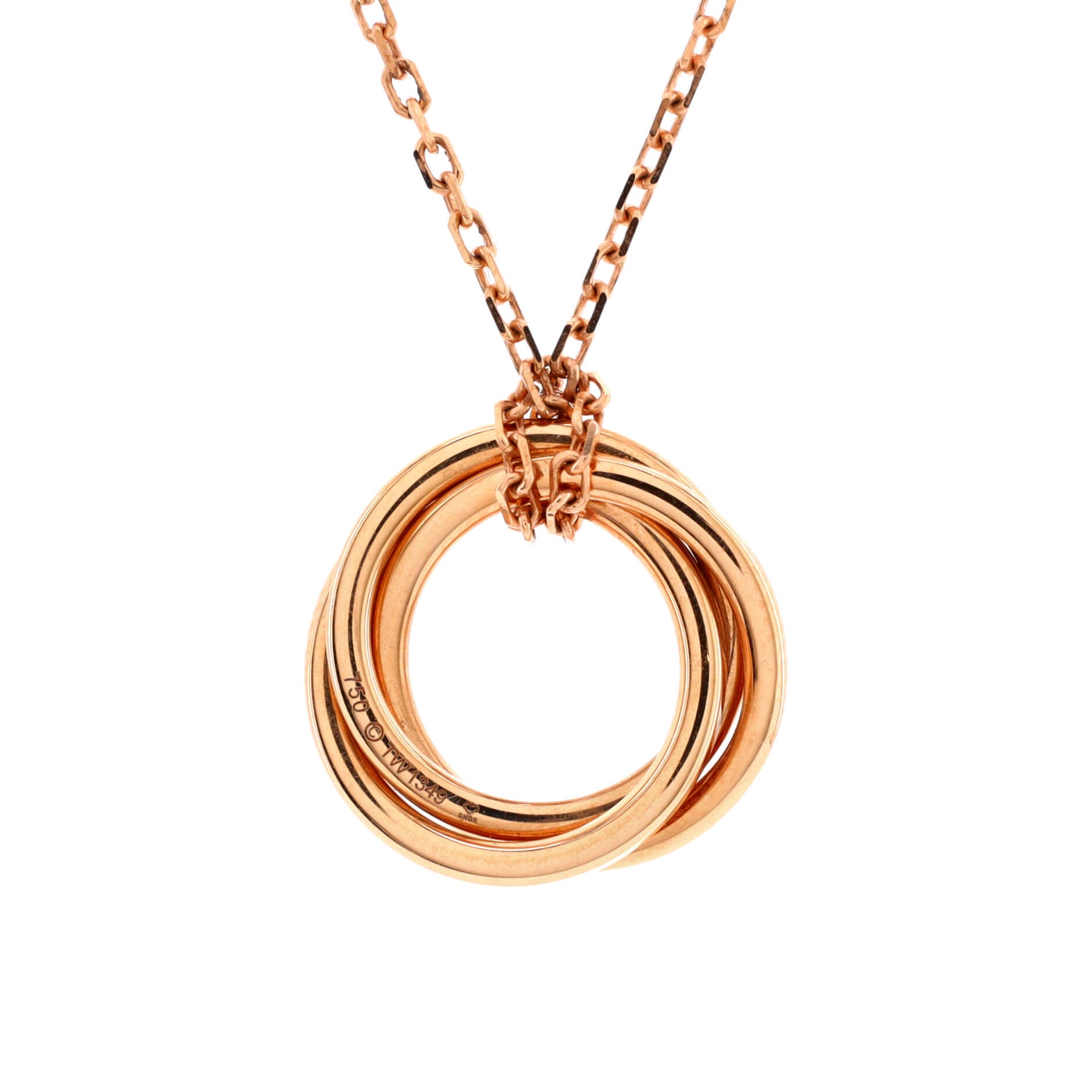 Trinity Pendant Necklace 18K Rose Gold with Pave Pink Sapphires