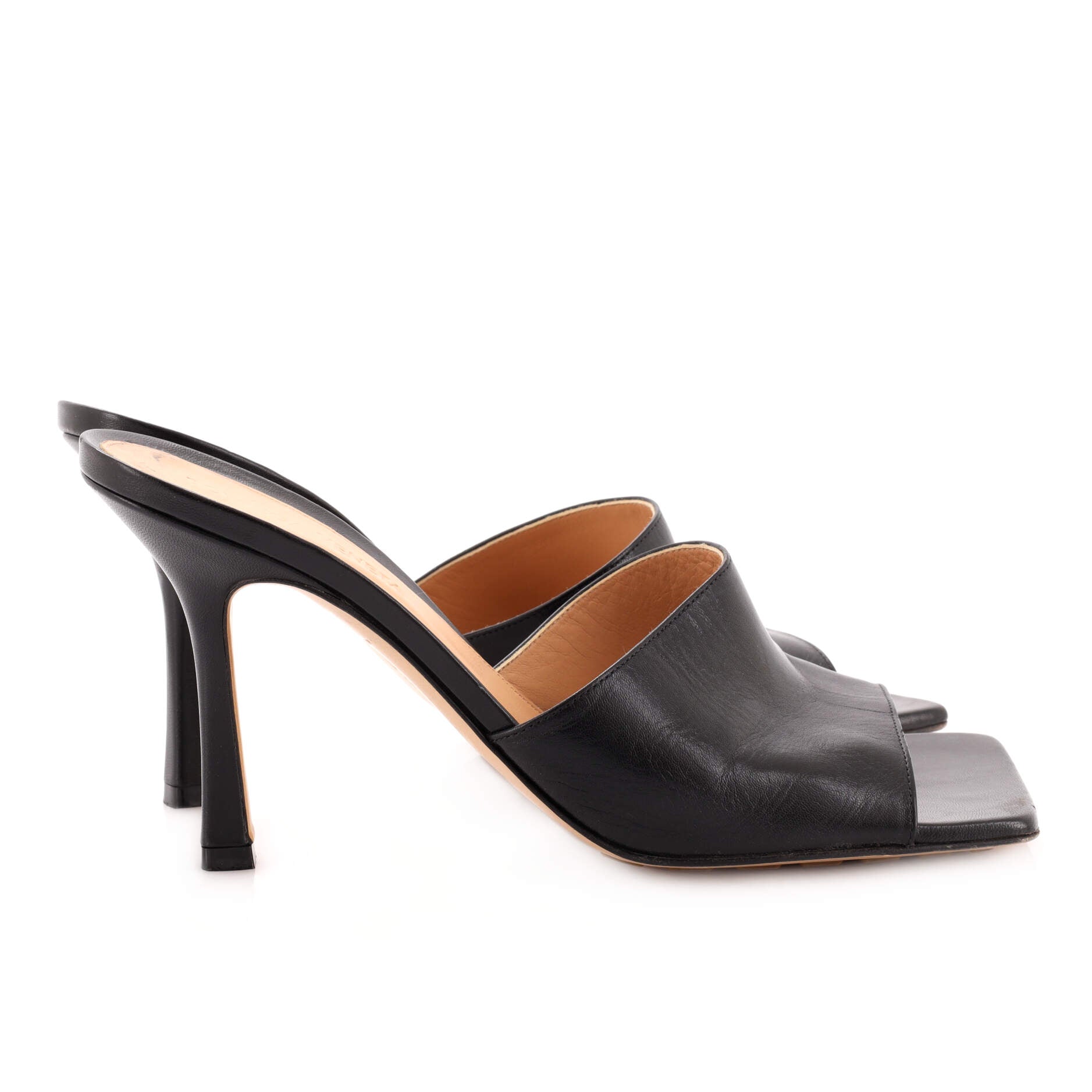 Women's Stretch Mule Heeled Sandals Leather