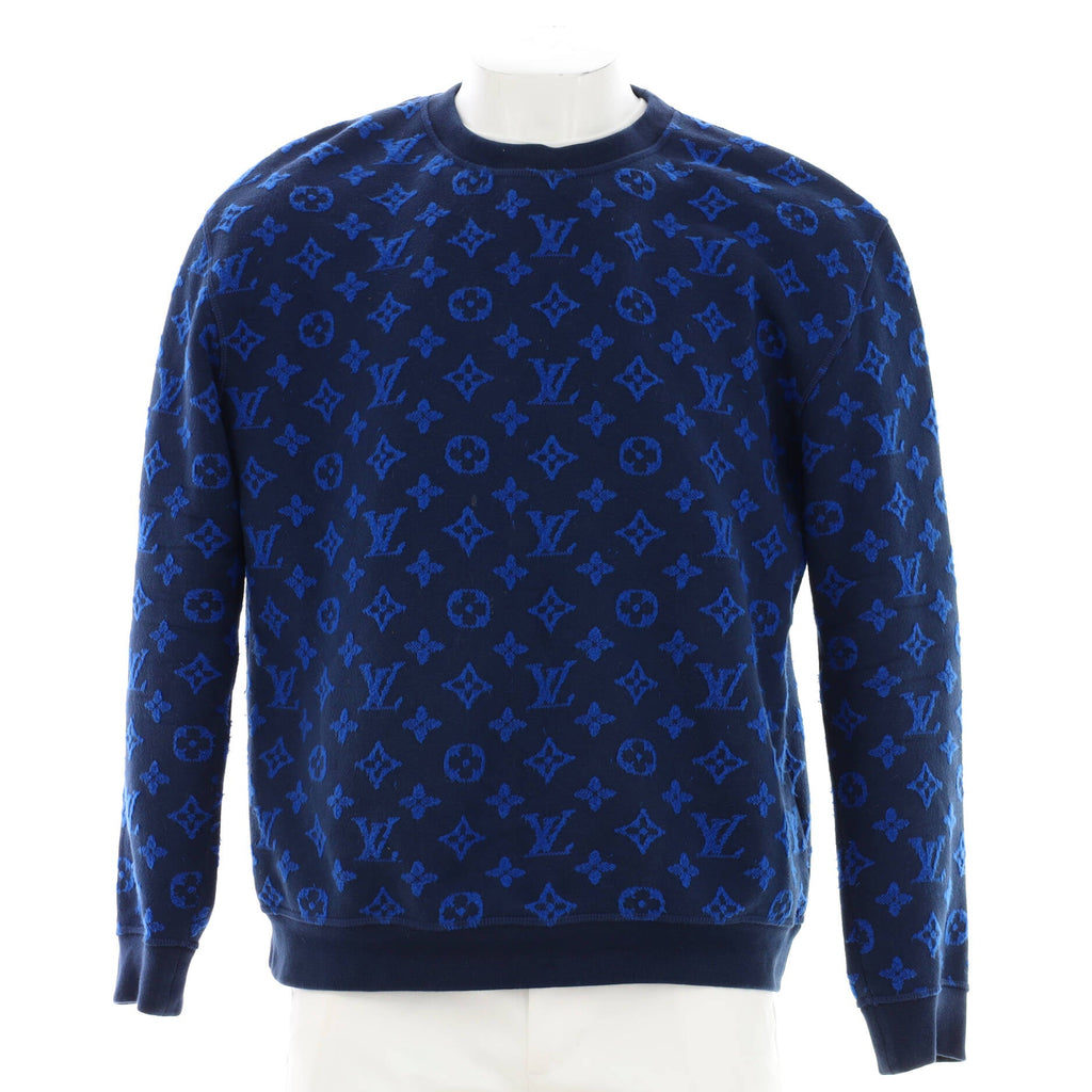 Men's Crewneck Sweater Cotton and Acrylic Blend Monogram Jacquard