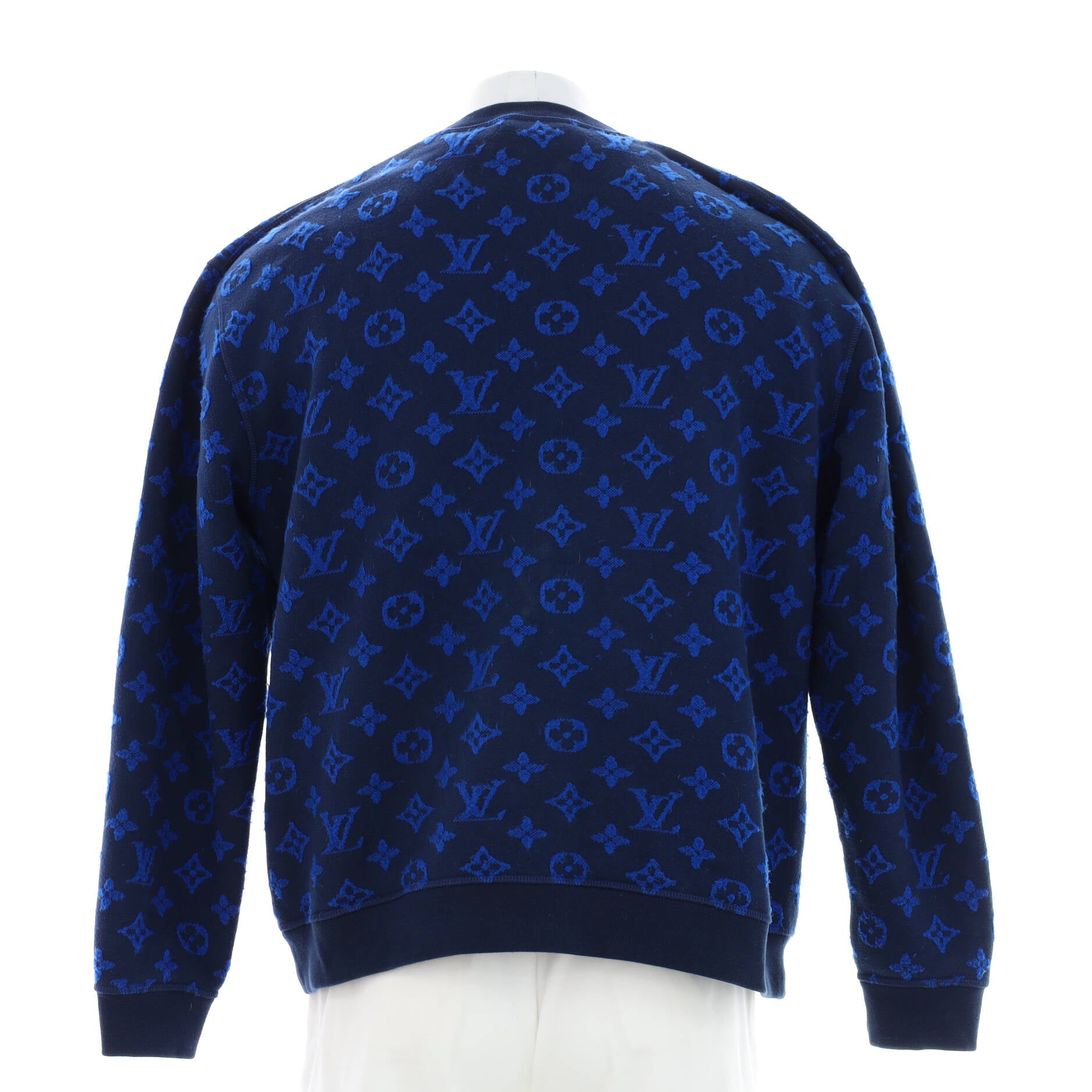 Men's Crewneck Sweater Cotton and Acrylic Blend Monogram Jacquard