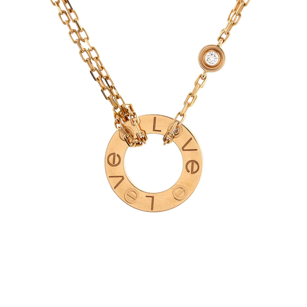 2 Diamonds Love Pendant Necklace 18K Rose Gold and Diamonds