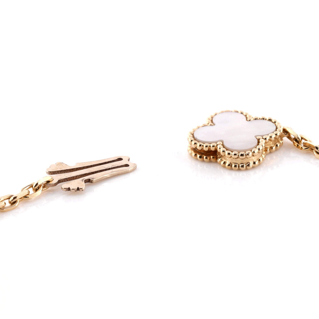 Magic Alhambra 16 Motifs Long Necklace 18K Yellow Gold with Mother of Pearl and Onyx