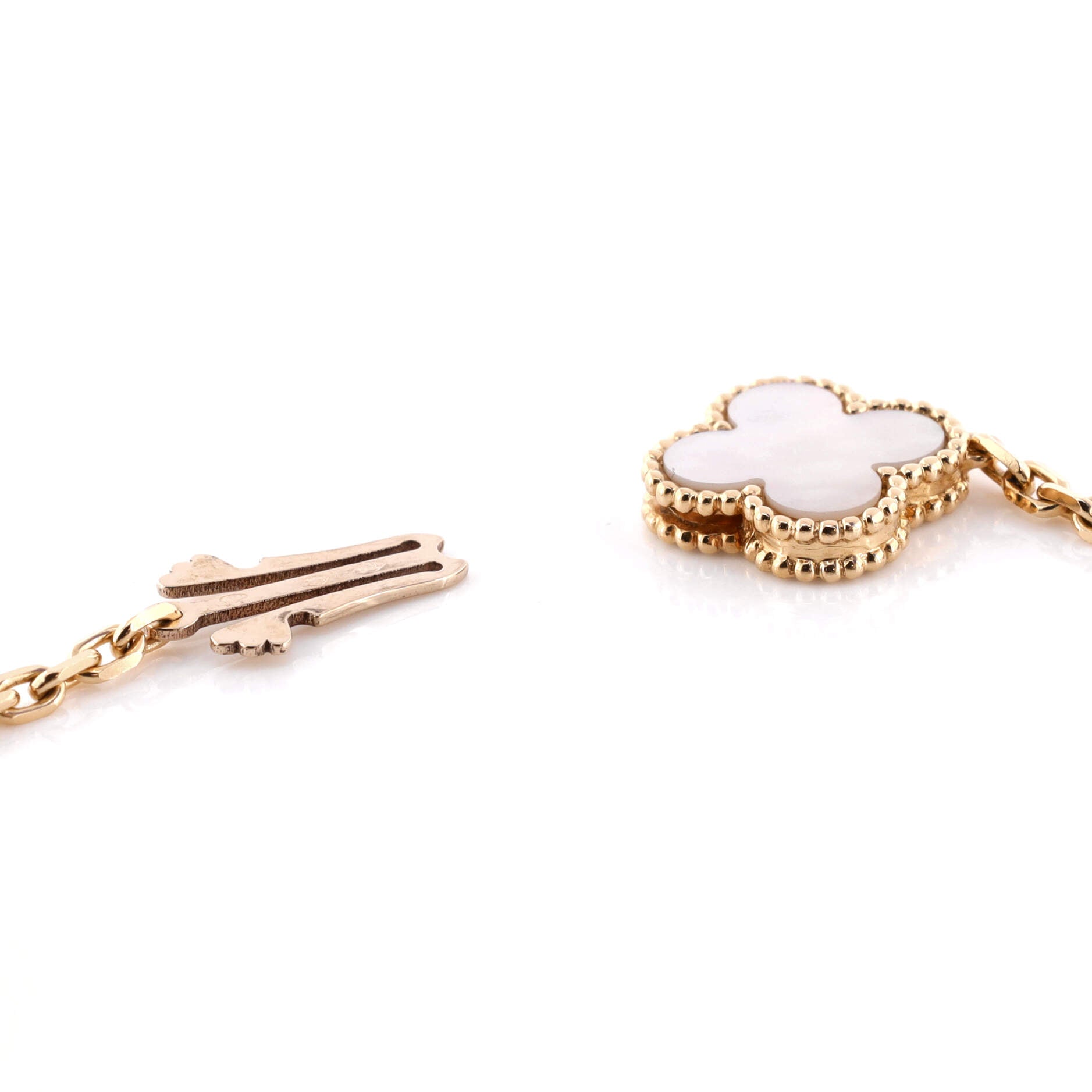 Magic Alhambra 16 Motifs Long Necklace 18K Yellow Gold with Mother of Pearl and Onyx
