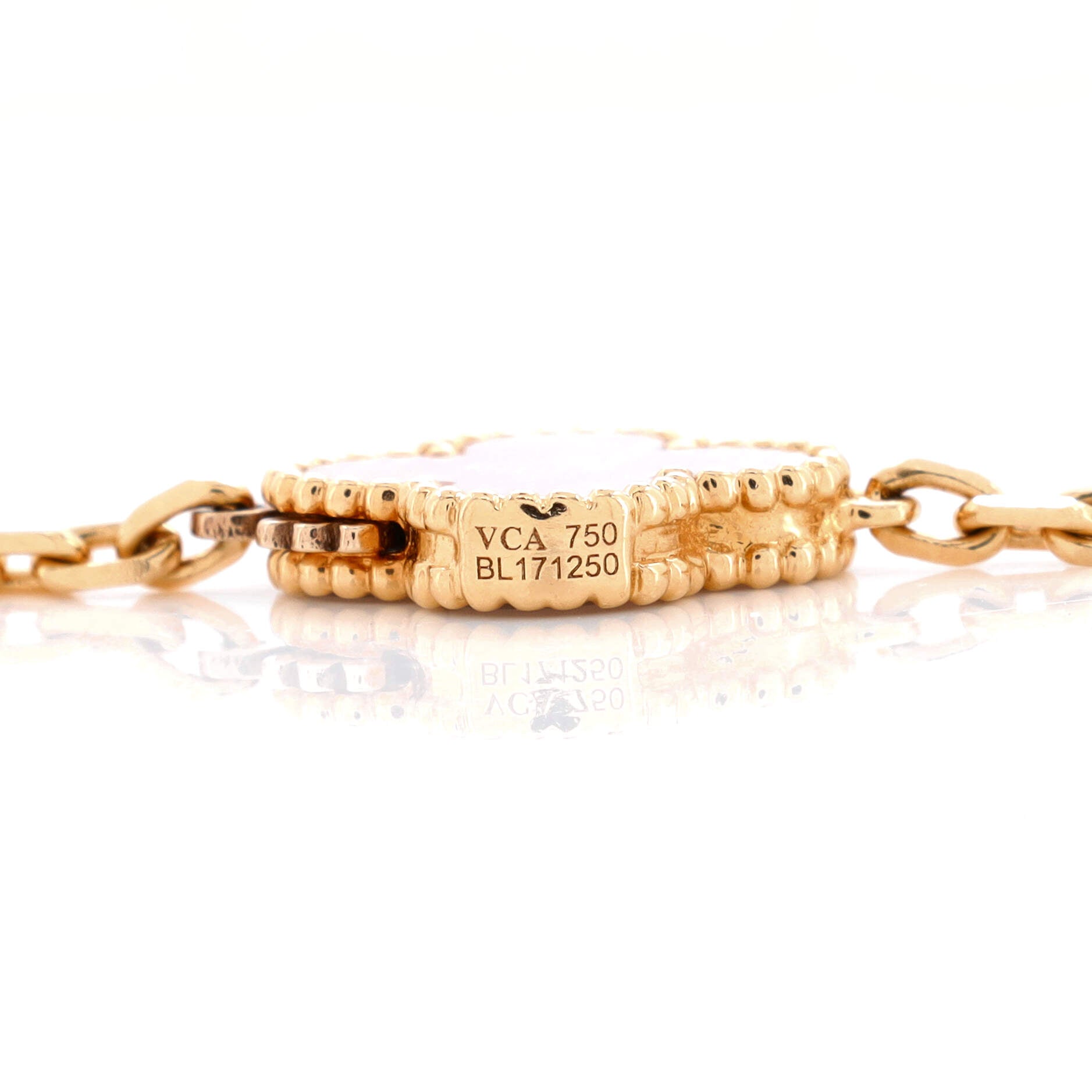 Magic Alhambra 16 Motifs Long Necklace 18K Yellow Gold with Mother of Pearl and Onyx