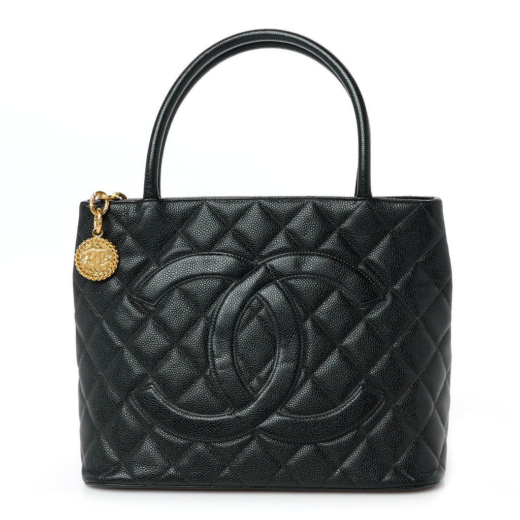 Caviar Quilted Medallion Tote Black