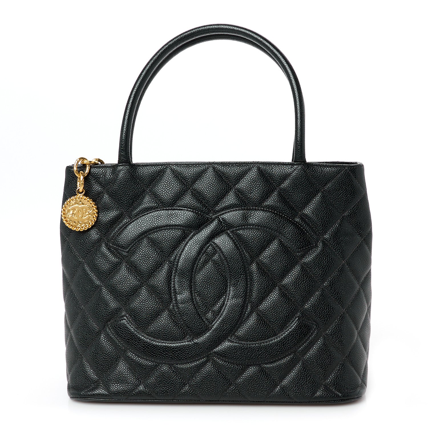 Caviar Quilted Medallion Tote Black