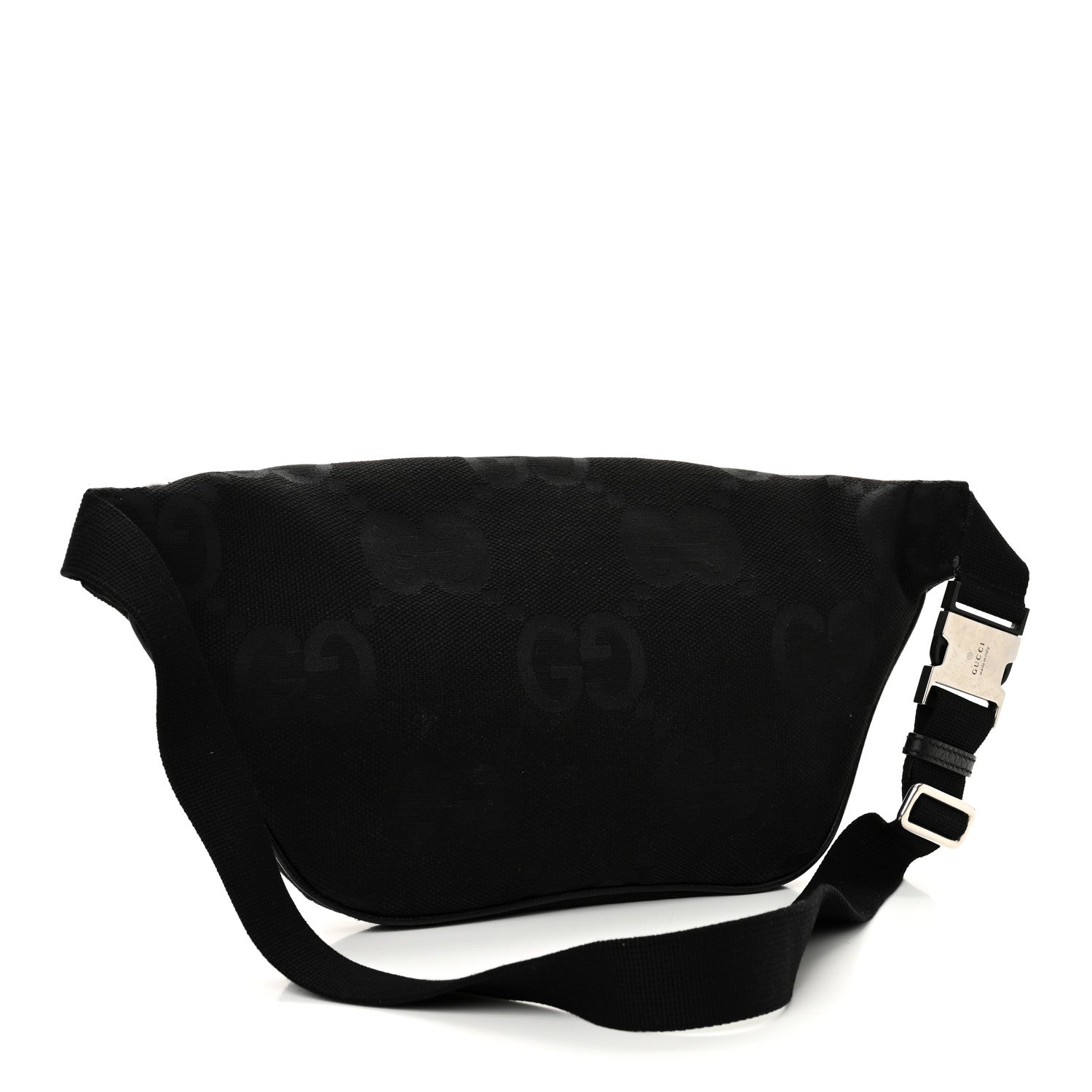Monogram Jumbo GG Textured Dollar Calfskin Web Belt Bag Black