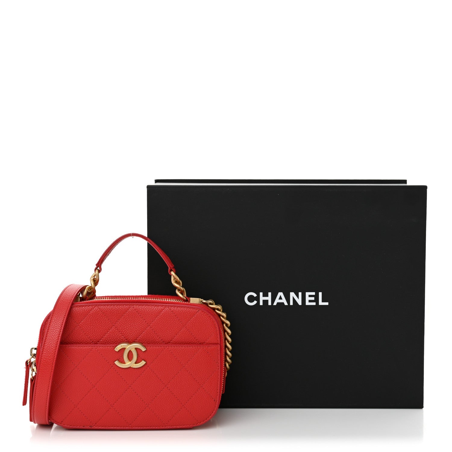 Caviar Quilted Small Camera Bag Red