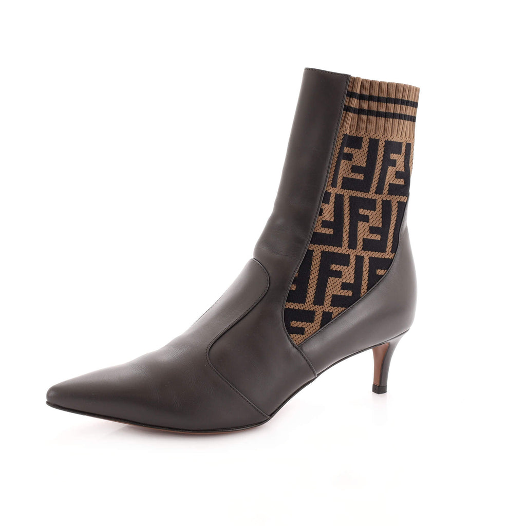 Women's Sock Ankle Boots Leather with Knit