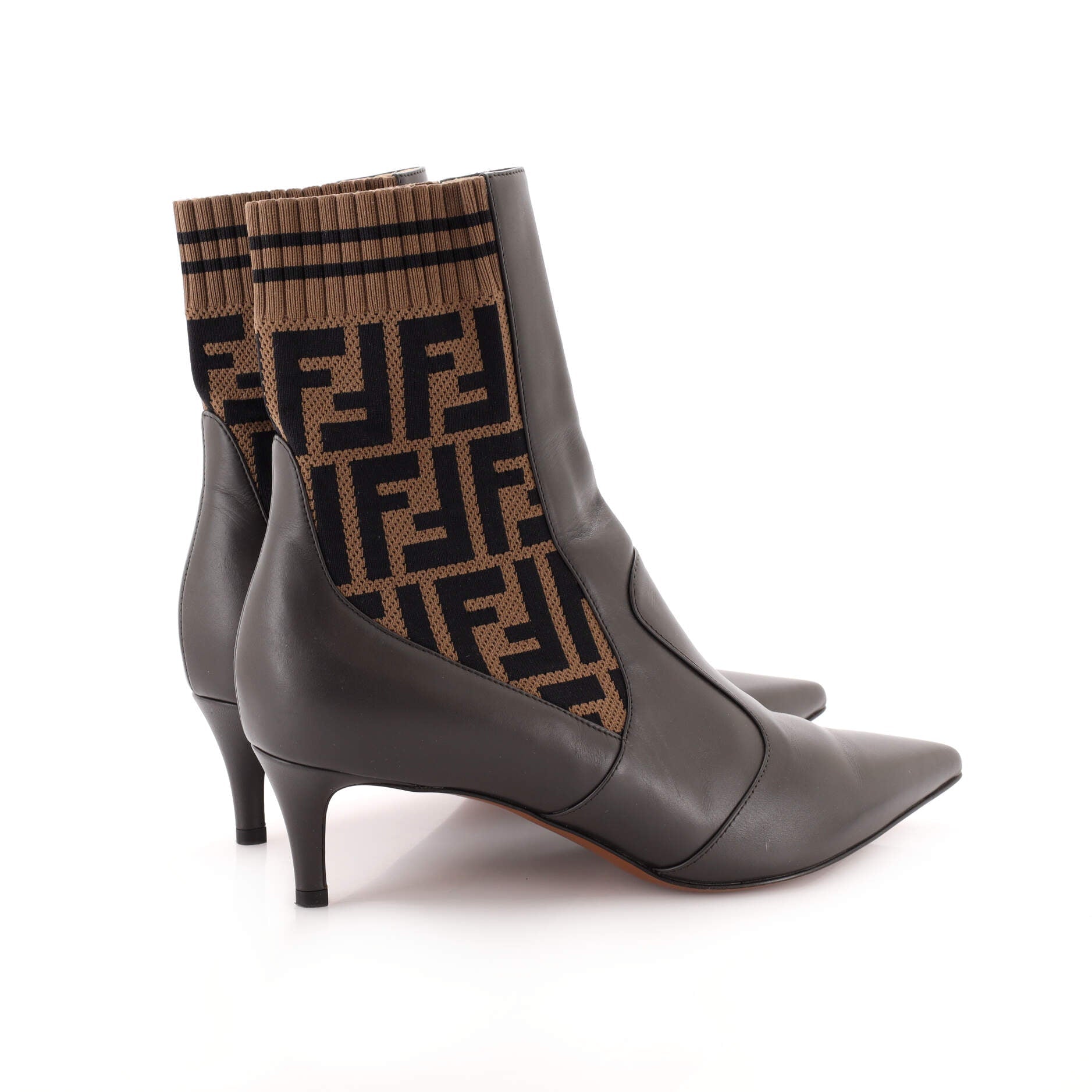 Women's Sock Ankle Boots Leather with Knit