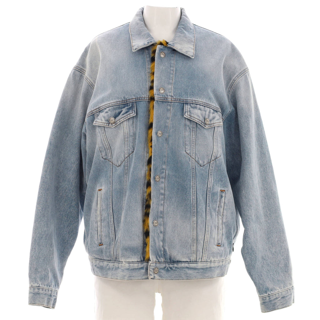 Women's Button Up Jacket Denim and Faux Fur