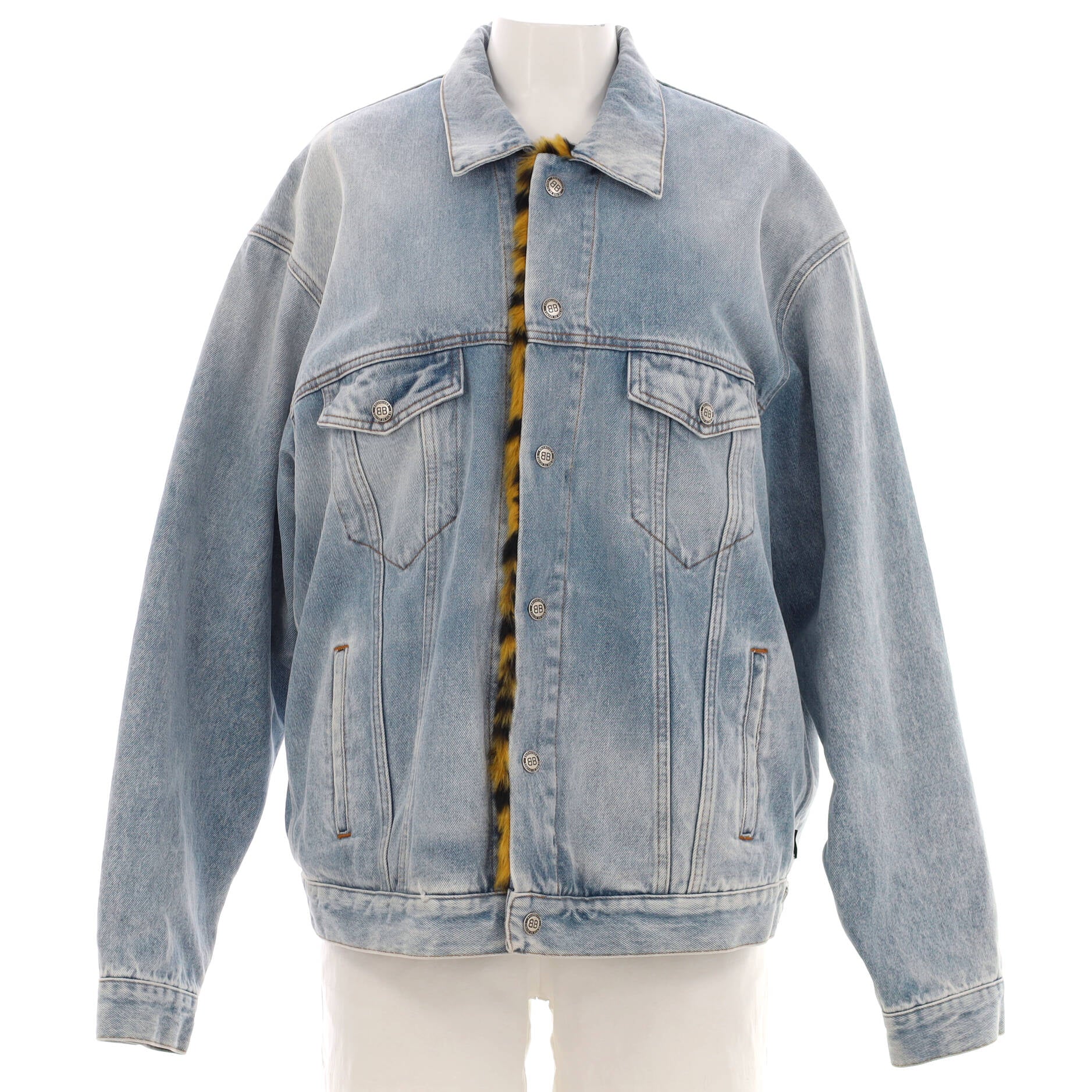 Women's Button Up Jacket Denim and Faux Fur