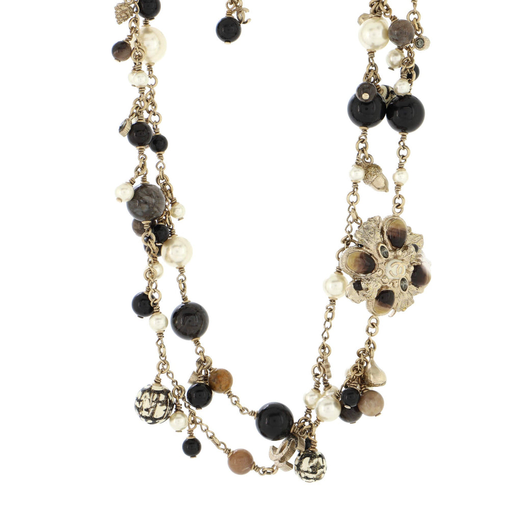 CC Long Necklace Faux Pearls and Beads