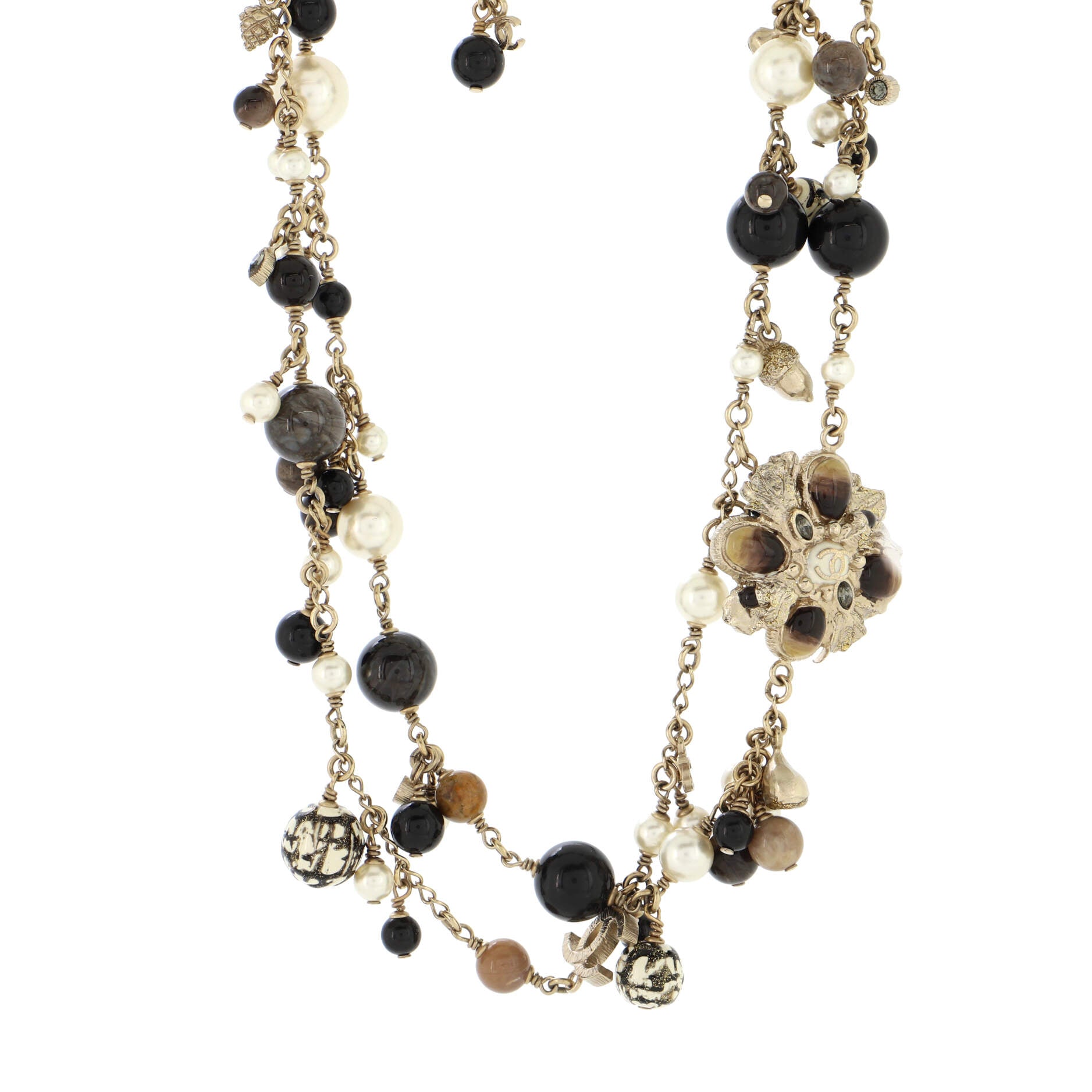 CC Long Necklace Faux Pearls and Beads