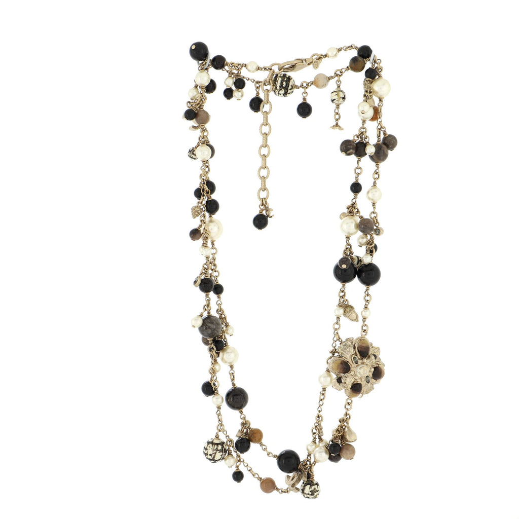 CC Long Necklace Faux Pearls and Beads