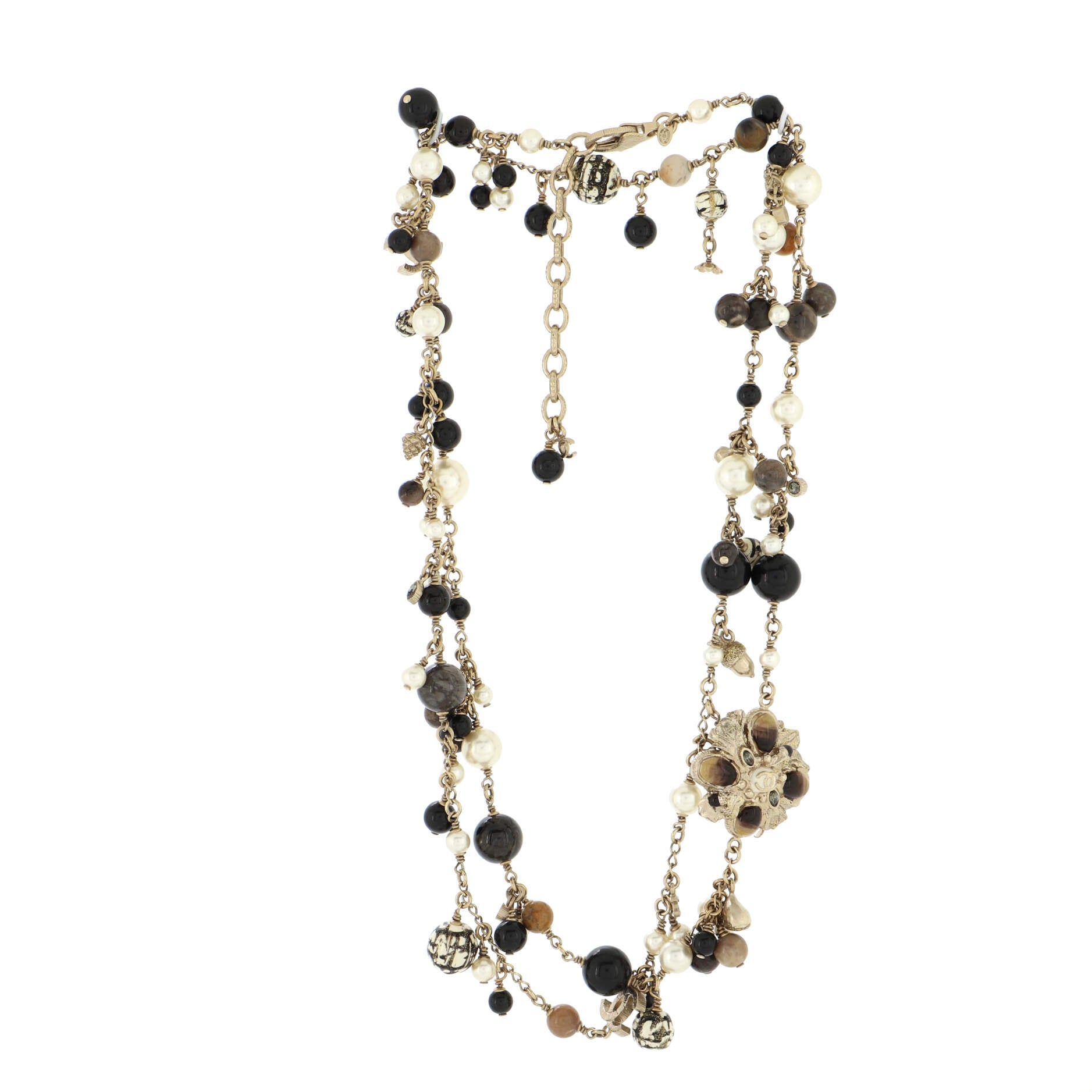CC Long Necklace Faux Pearls and Beads
