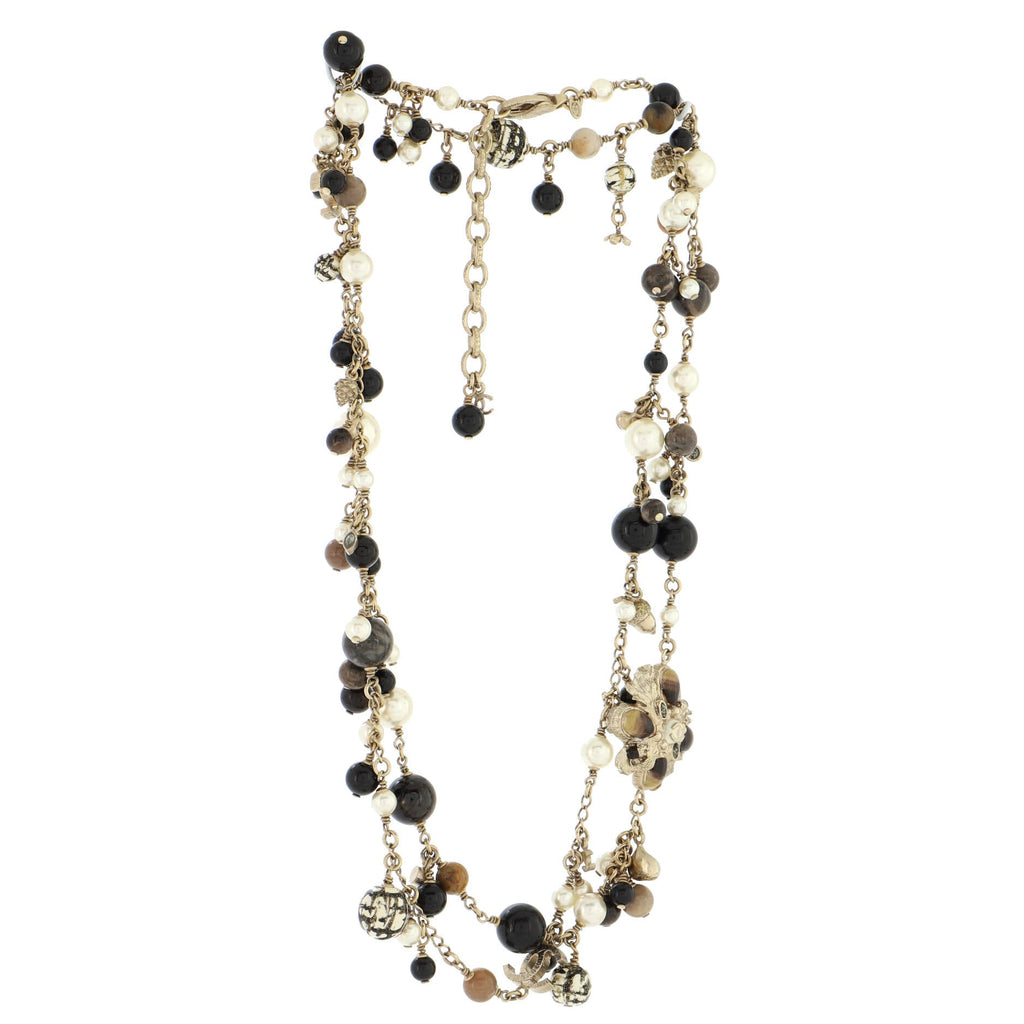 CC Long Necklace Faux Pearls and Beads